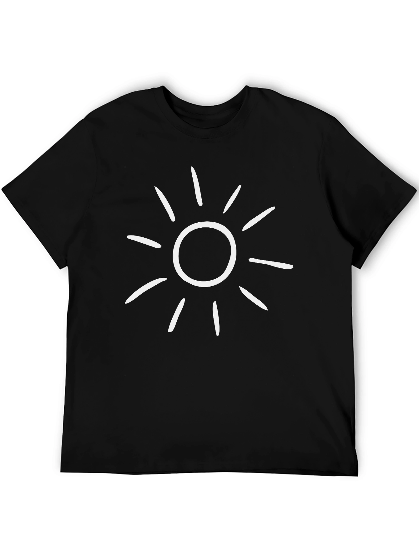 Black T-Shirt with White Sun Graphic