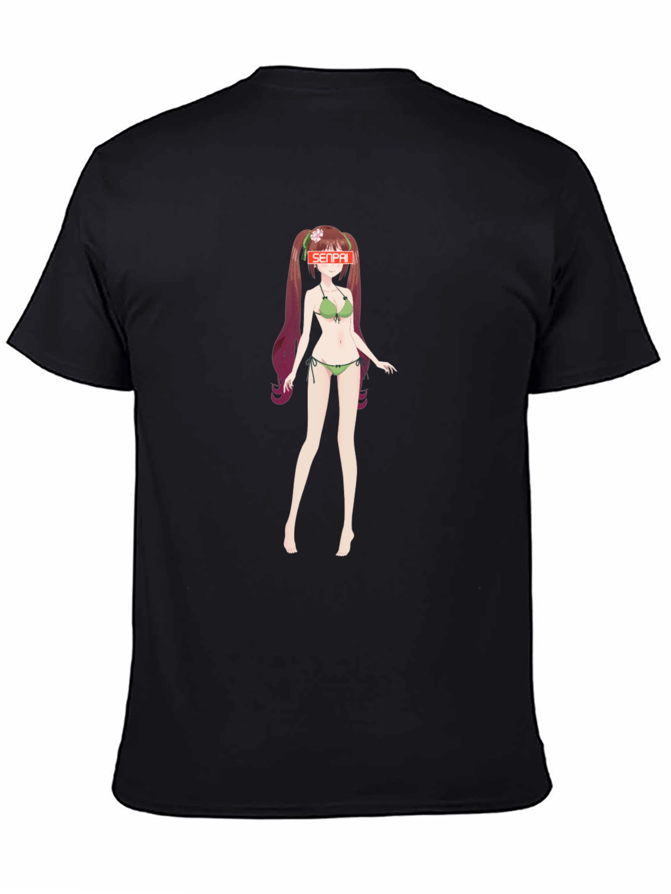 Anime Girl Senpai Graphic T-Shirt - Black