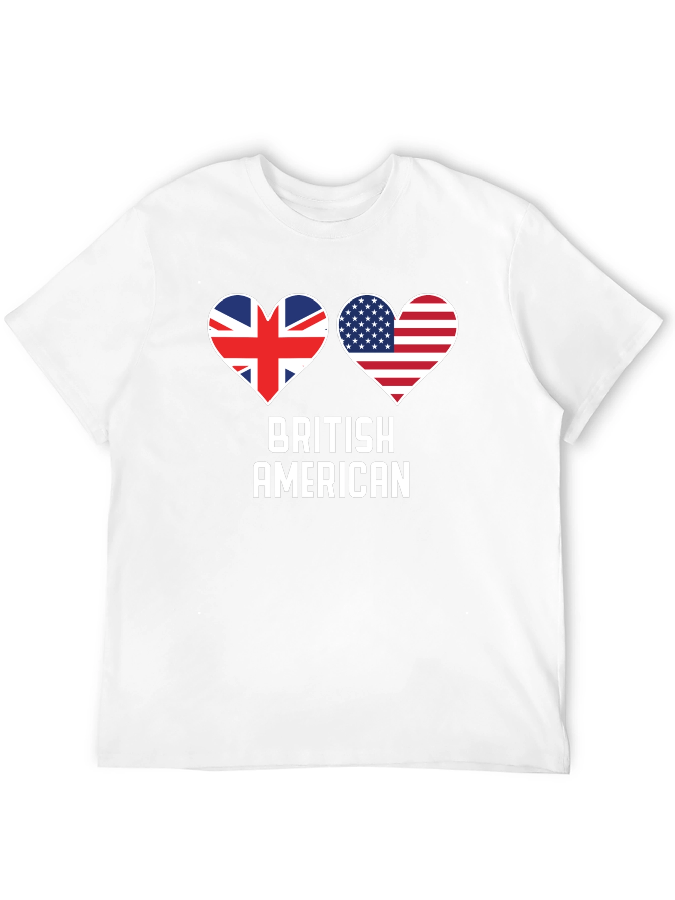 British American Flag Heart Graphic T-Shirt
