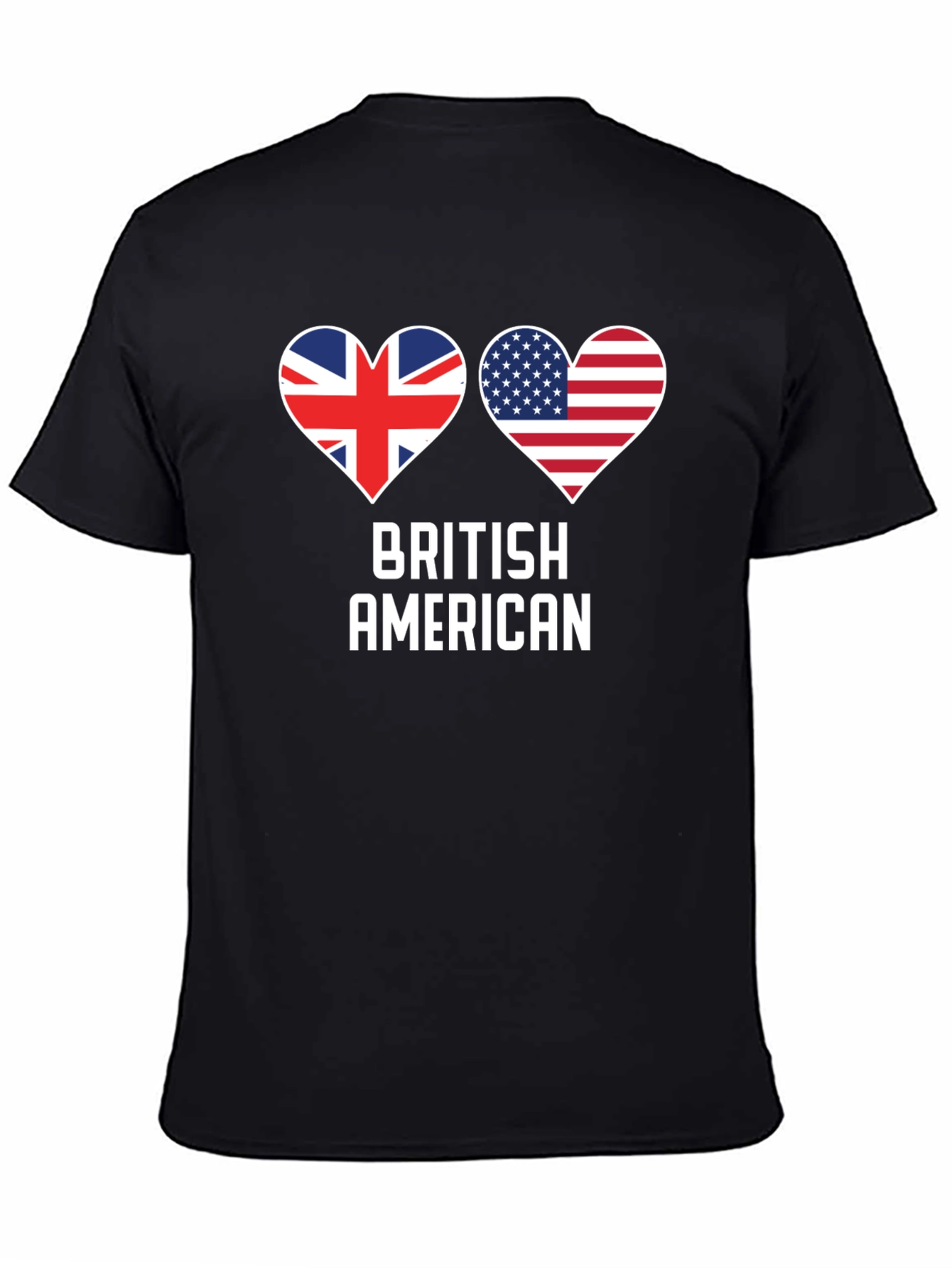 British American Flag Heart Graphic T-Shirt