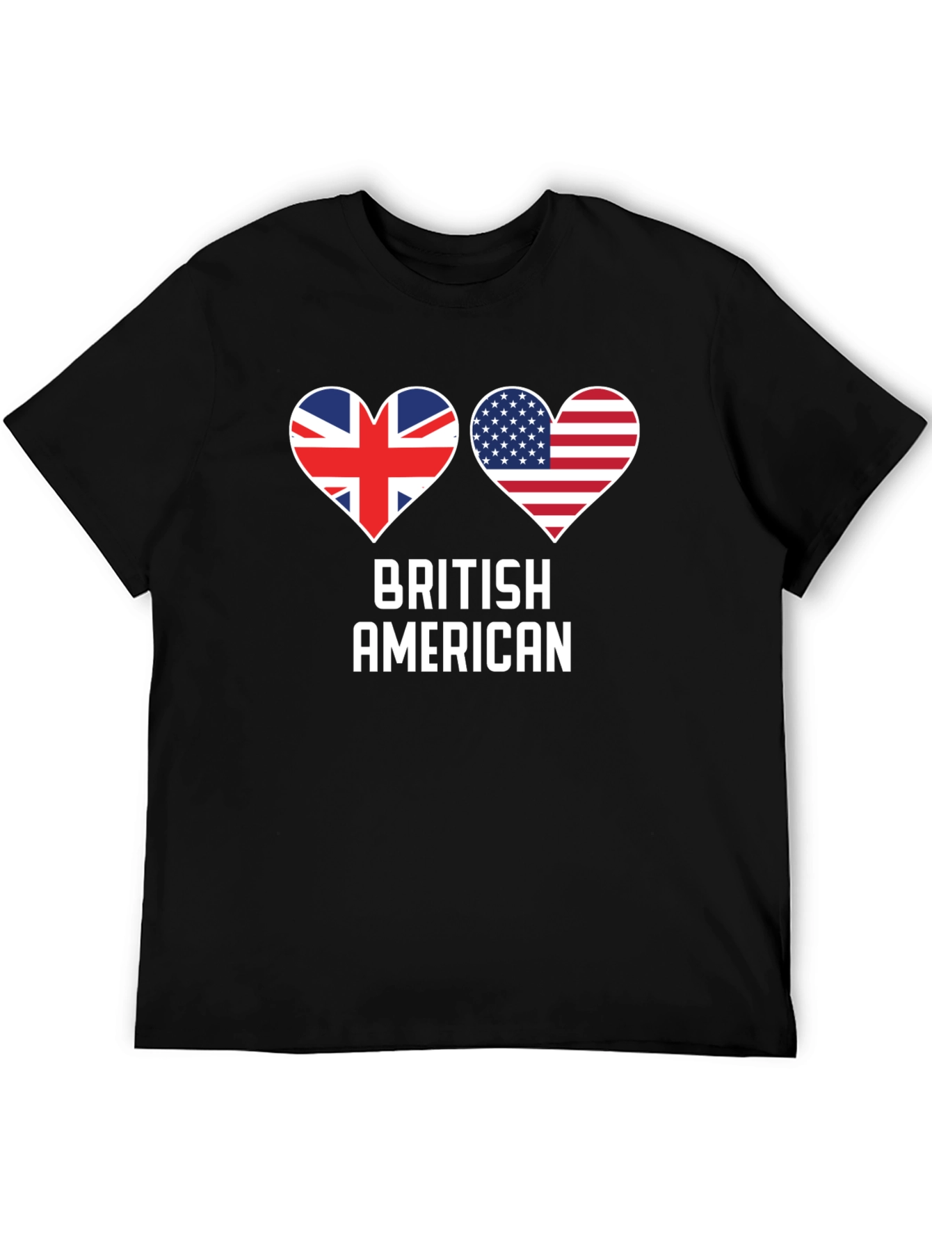 British American Flag Heart Graphic T-Shirt