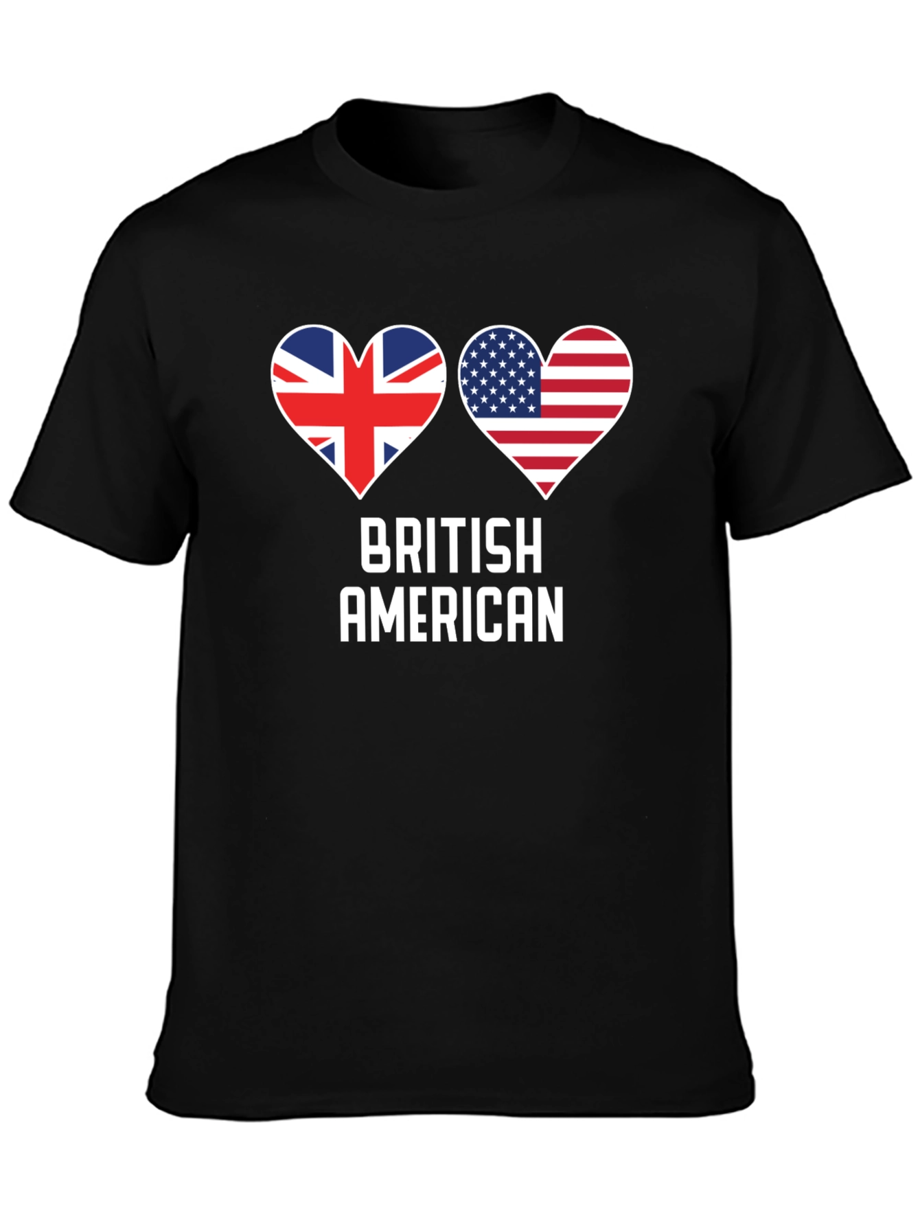 British American Flag Heart Graphic T-Shirt