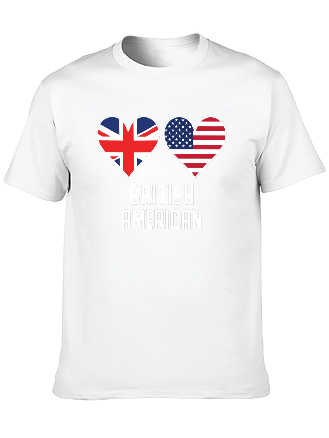 British American Flag Heart Graphic T-Shirt