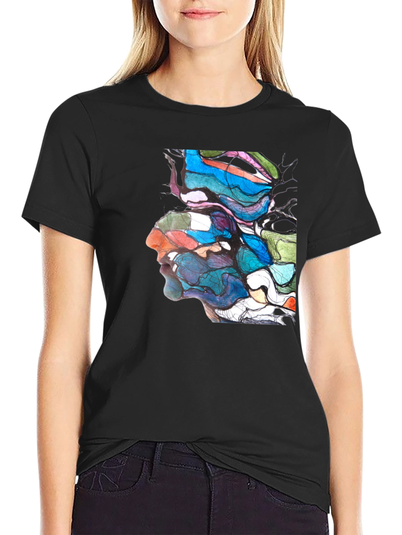 Abstract Face Art Graphic T-Shirt