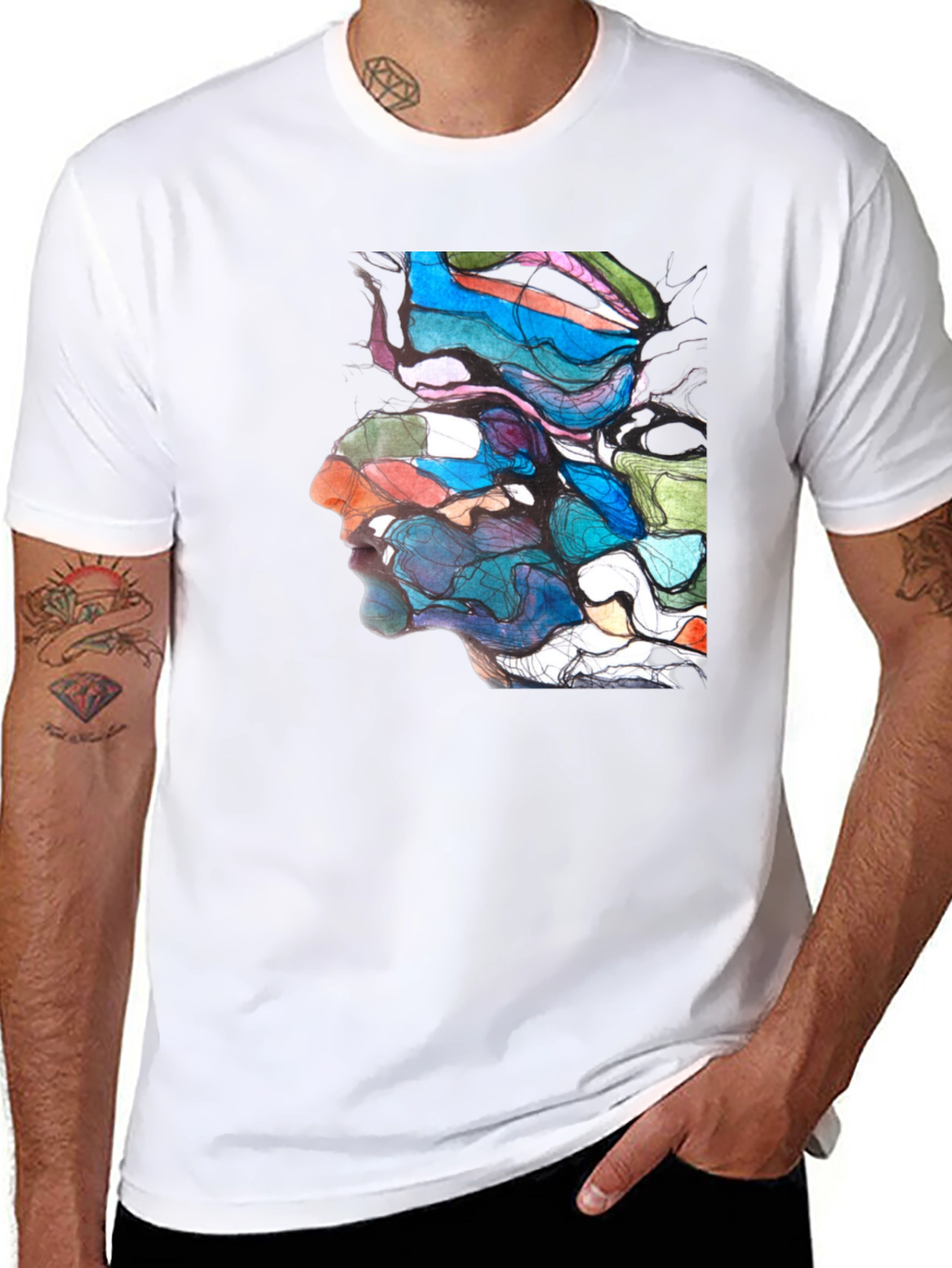 Abstract Face Art Graphic T-Shirt