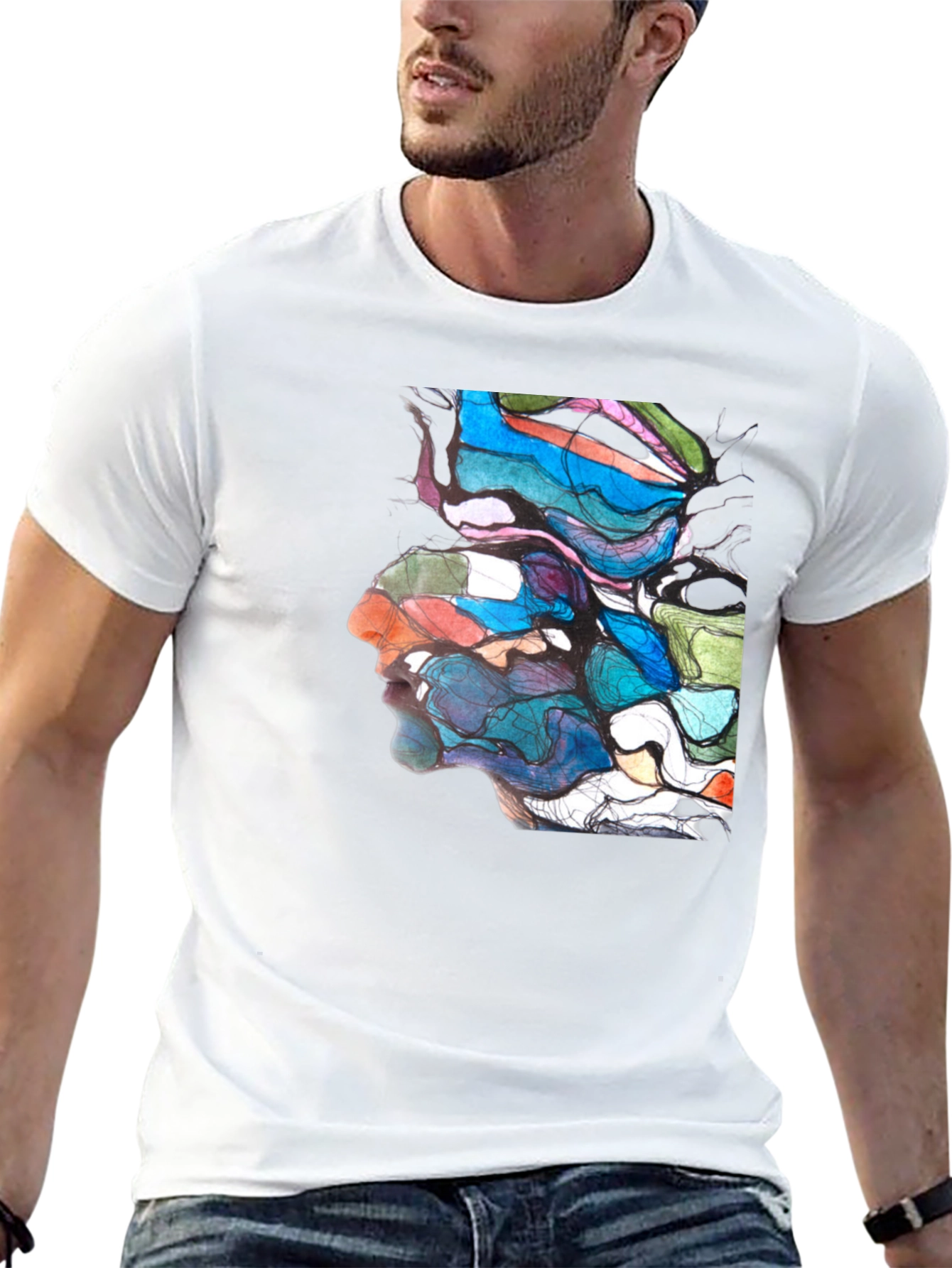 Abstract Face Art Graphic T-Shirt