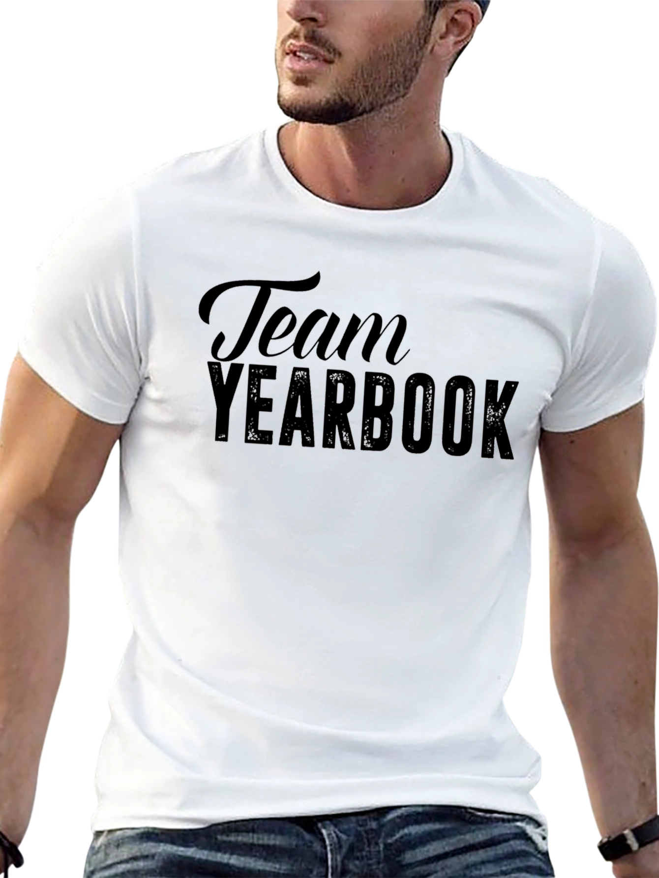 Team Yearbook Graphic Tee - Soft Black Cotton T-Shirt