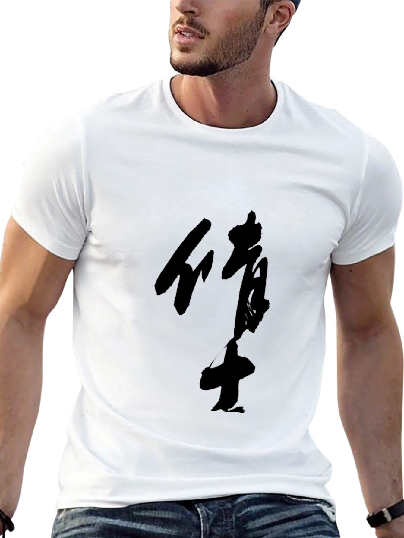 Stylish Black T-Shirt with Asian Inspired Graphic