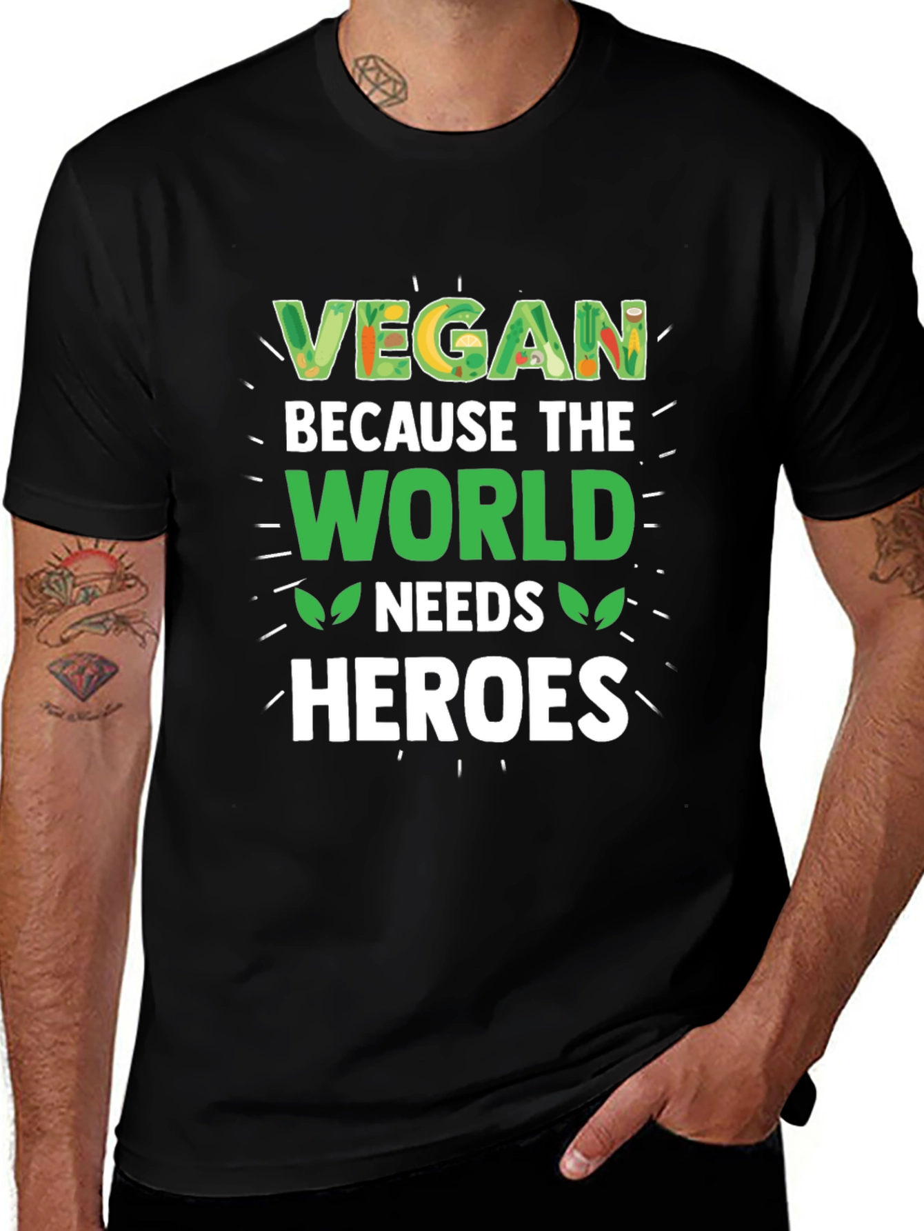 Vegan Heroes Graphic T-Shirt - Black