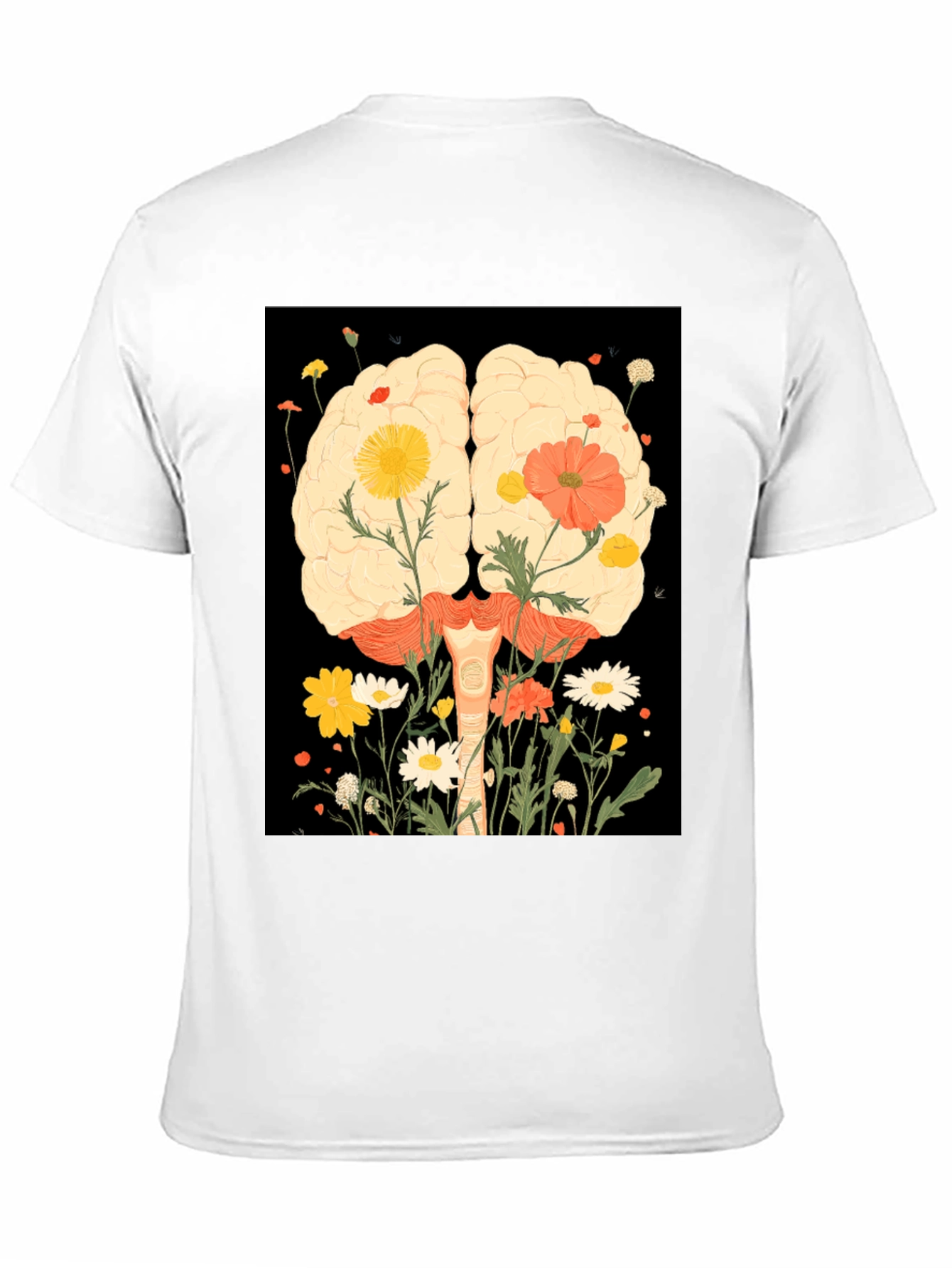 Brain and Flower Graphic Print T-Shirt