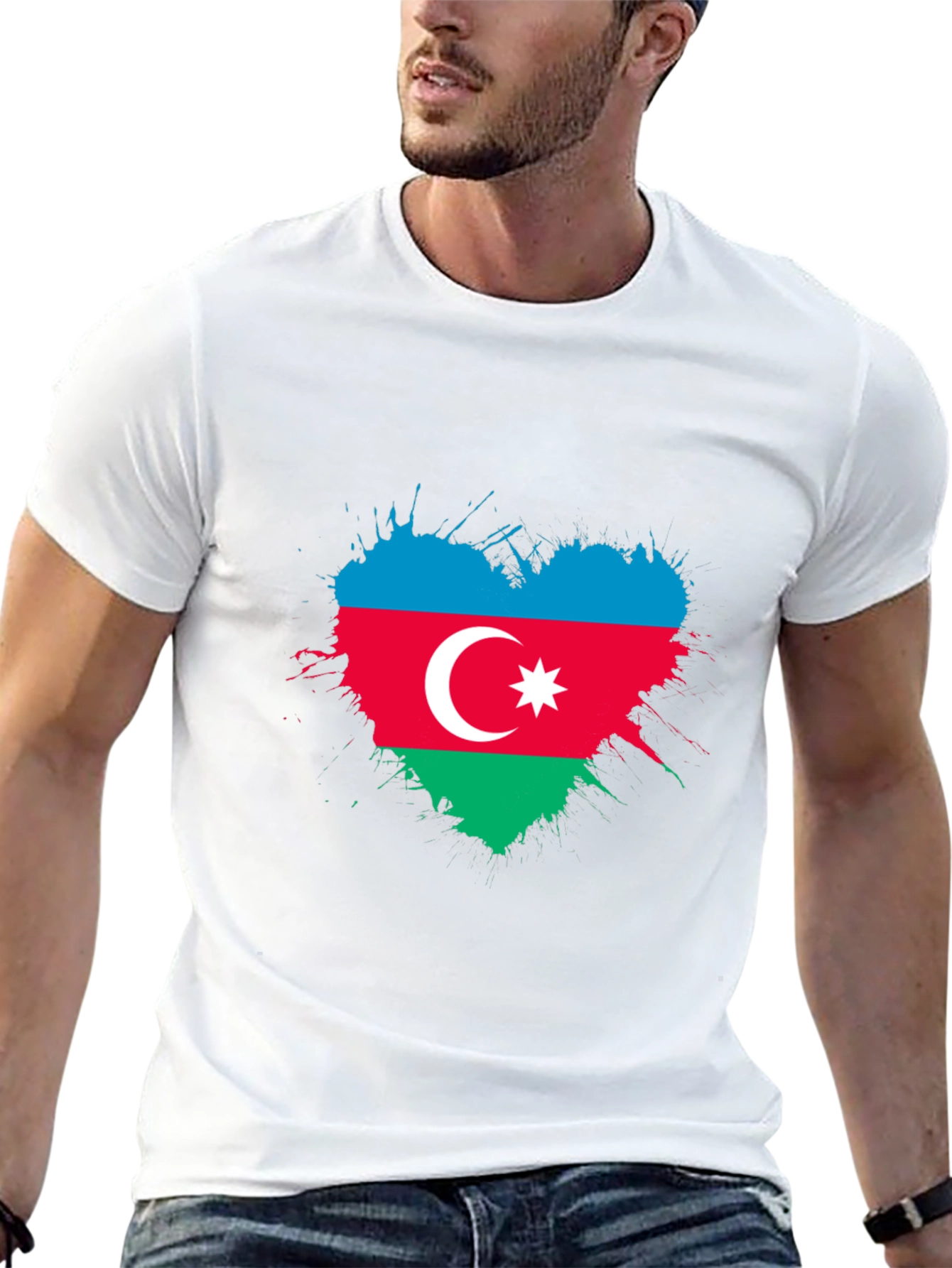Azerbaijan Flag Heart T-Shirt - Patriotic Pride