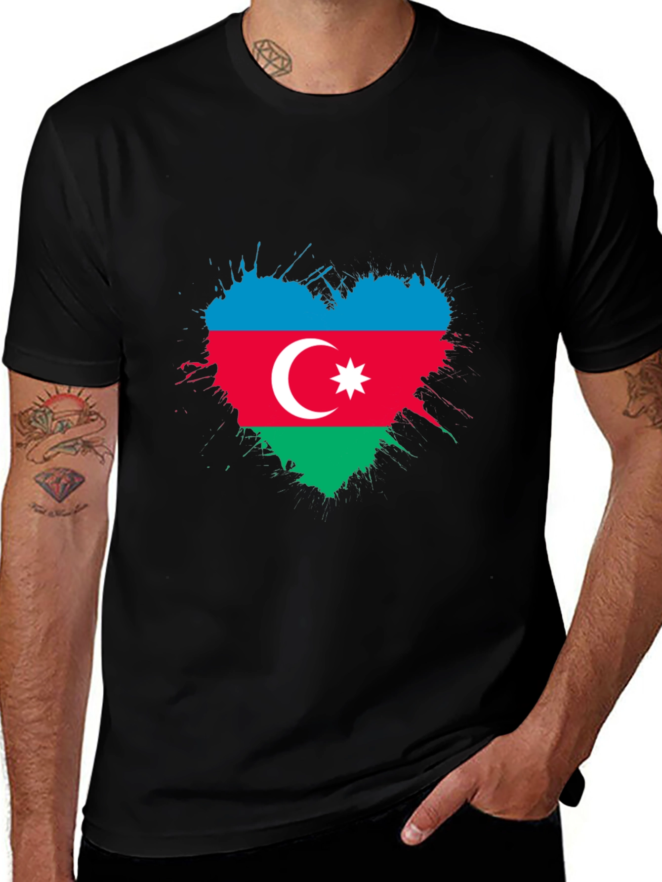 Azerbaijan Flag Heart T-Shirt - Patriotic Pride