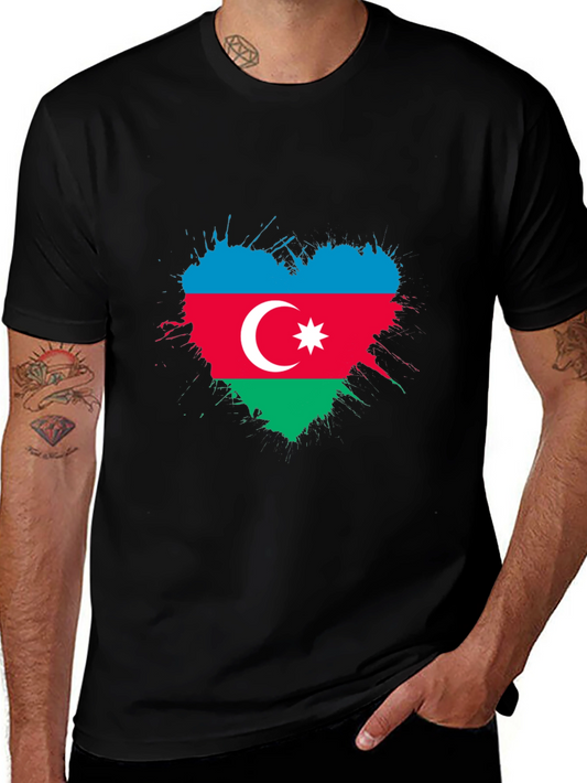 Azerbaijan Flag Heart T-Shirt - Patriotic Pride