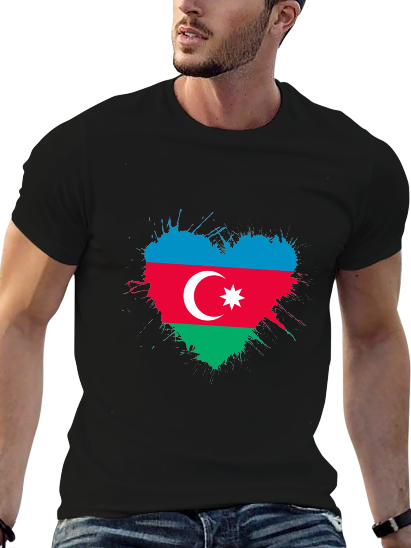 Azerbaijan Flag Heart T-Shirt - Patriotic Pride