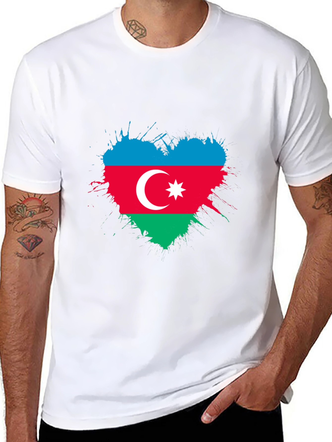 Azerbaijan Flag Heart T-Shirt - Patriotic Pride