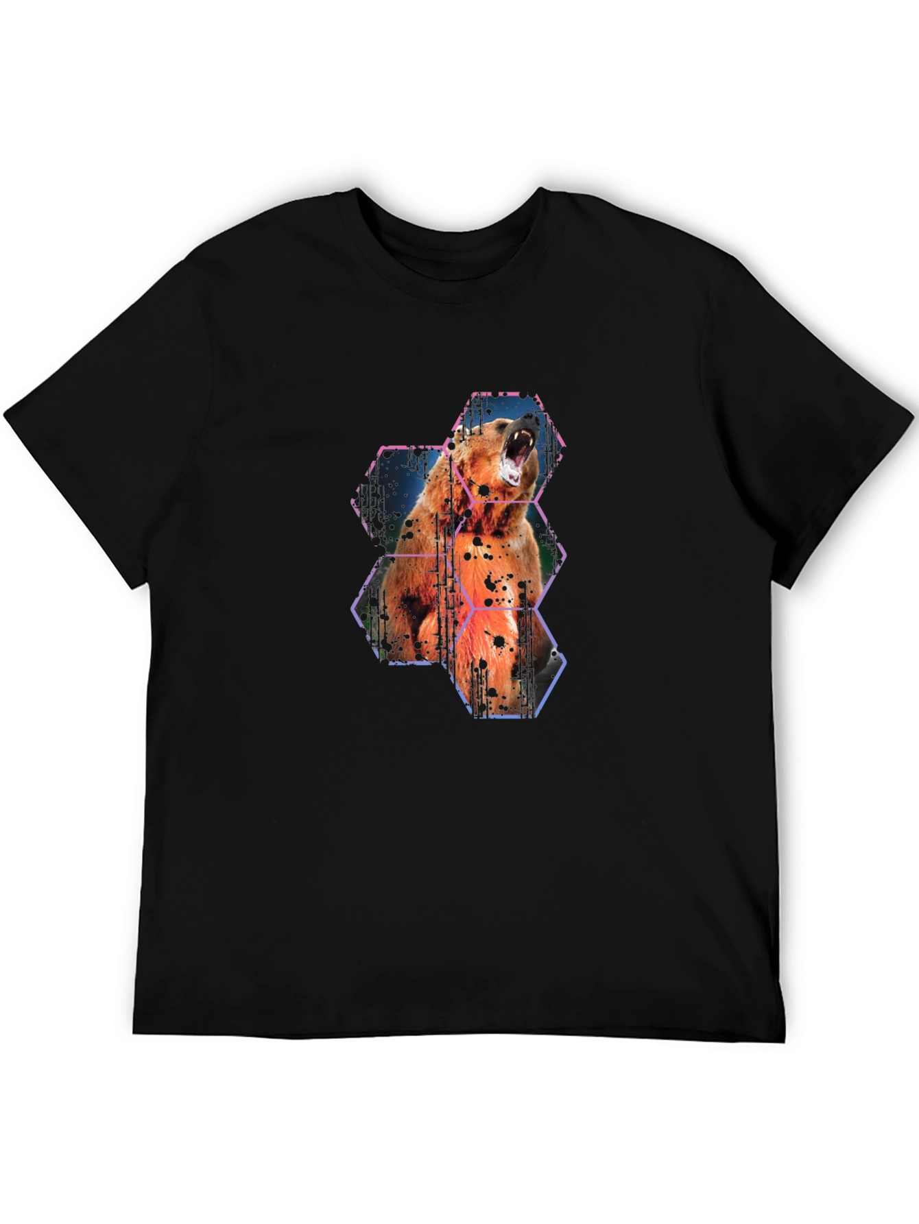 Bear Graphic Tee - Black Casual T-Shirt