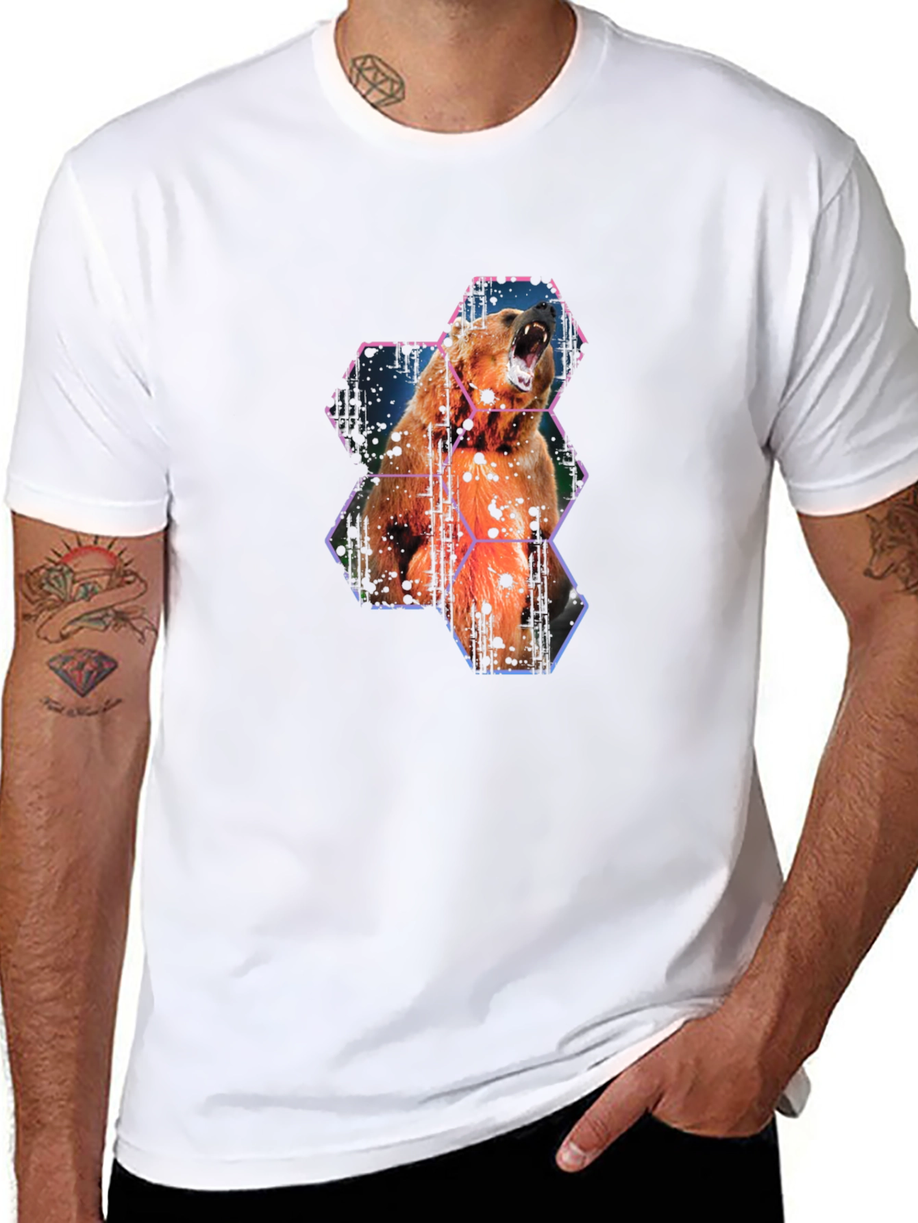 Bear Graphic Tee - Black Casual T-Shirt