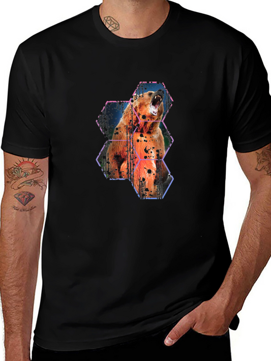 Bear Graphic Tee - Black Casual T-Shirt