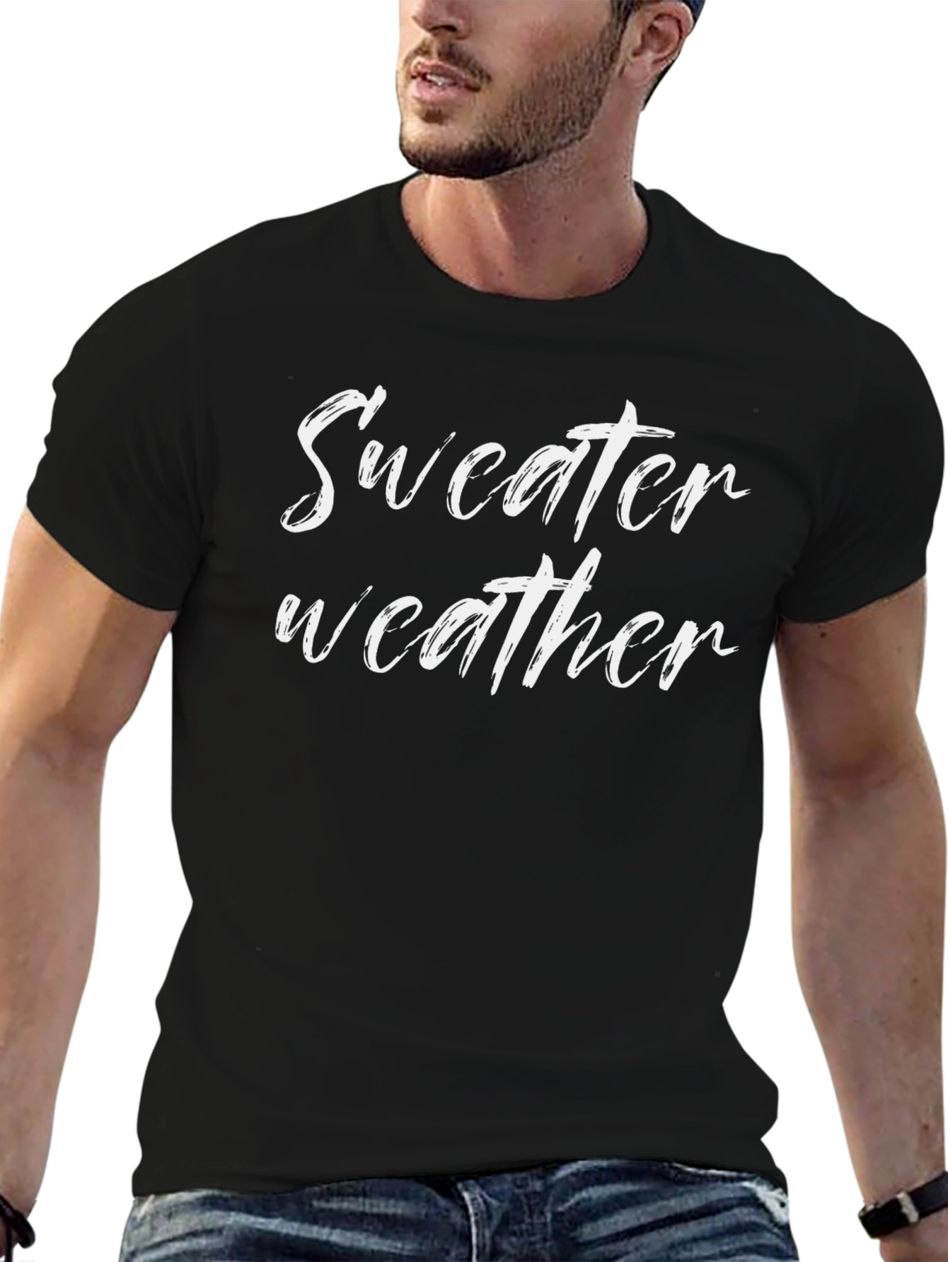 Sweater Weather Graphic Tee - Trendy Black T-Shirt