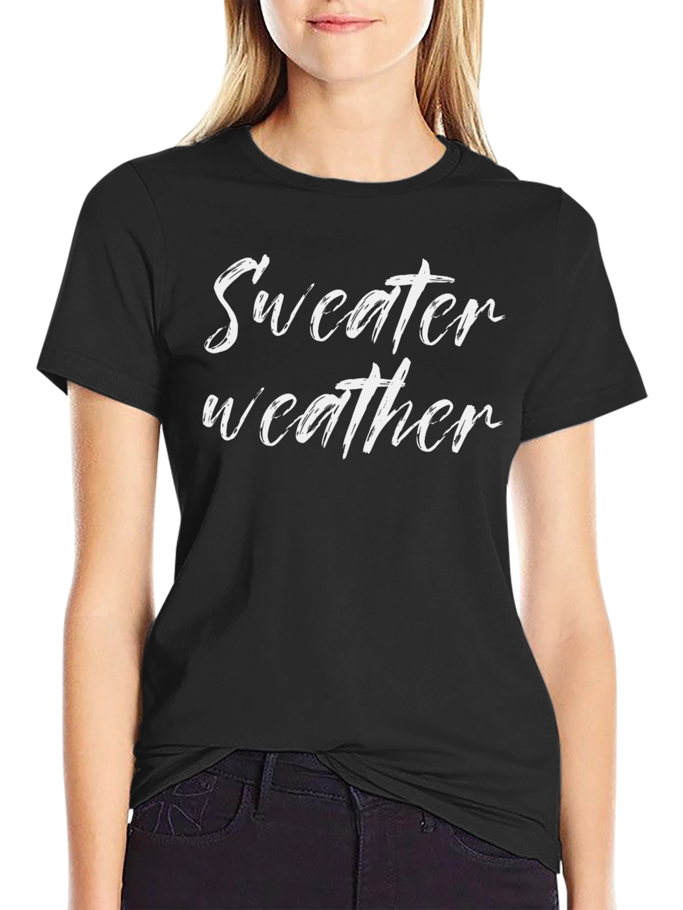 Sweater Weather Graphic Tee - Trendy Black T-Shirt