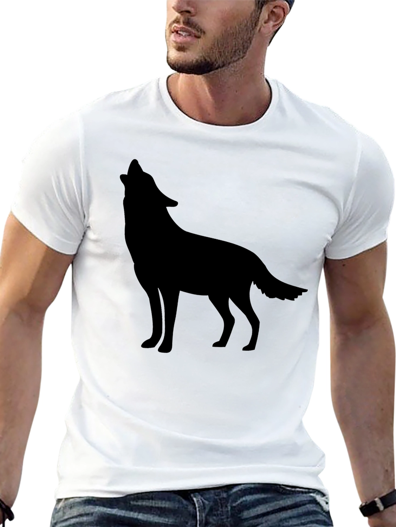 Black Wolf Silhouette Graphic Tee