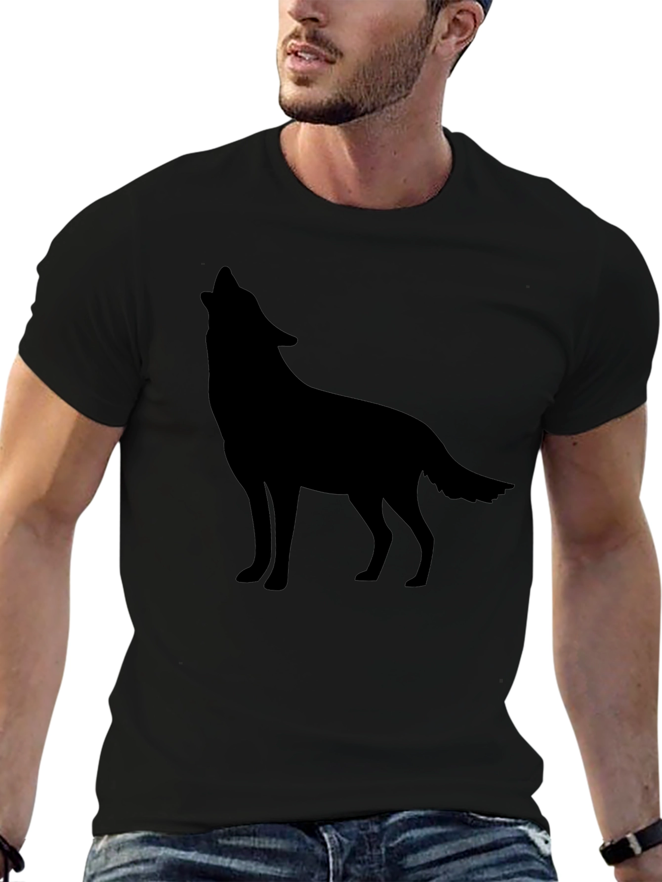 Black Wolf Silhouette Graphic Tee