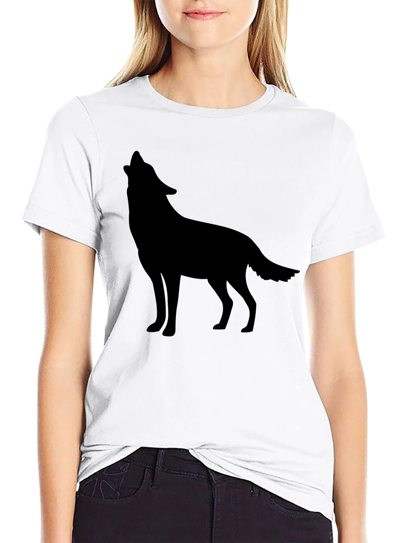 Black Wolf Silhouette Graphic Tee