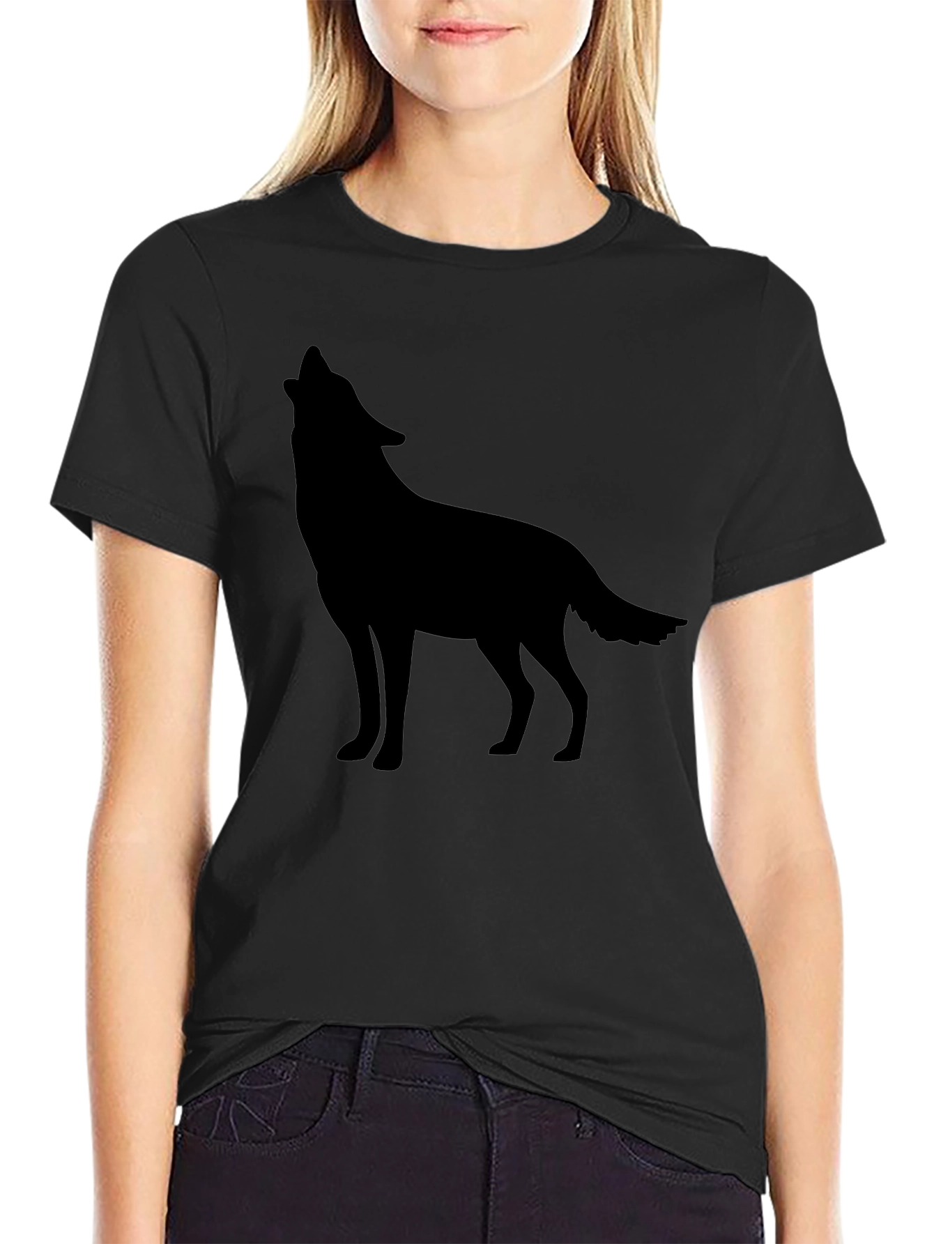 Black Wolf Silhouette Graphic Tee