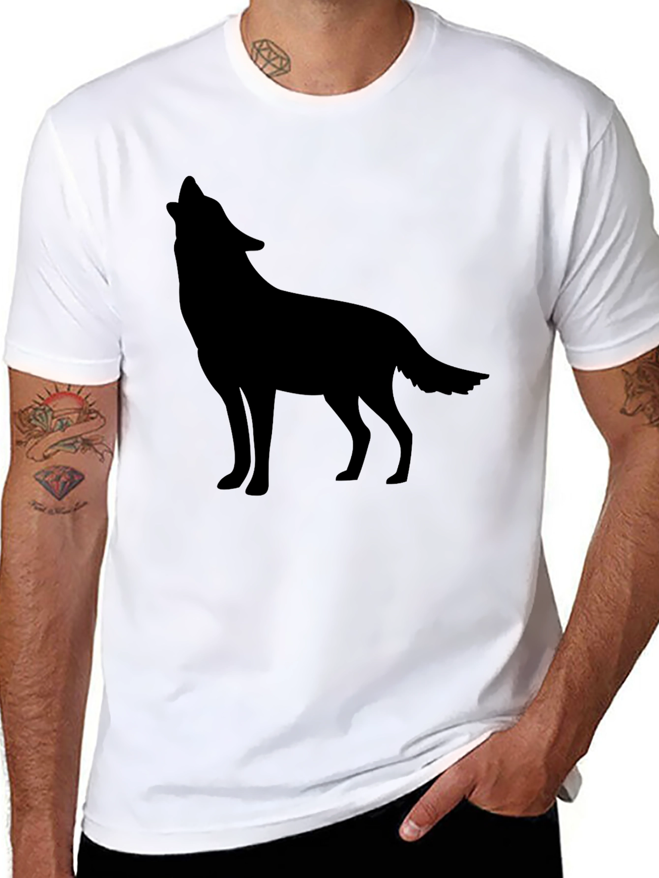 Black Wolf Silhouette Graphic Tee
