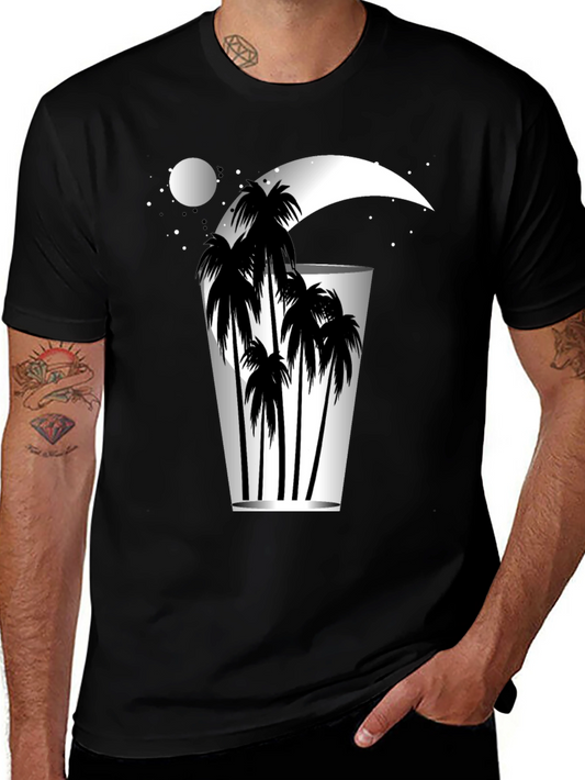 Tropical Moon Palm Tree Graphic Tee - Relaxed Fit