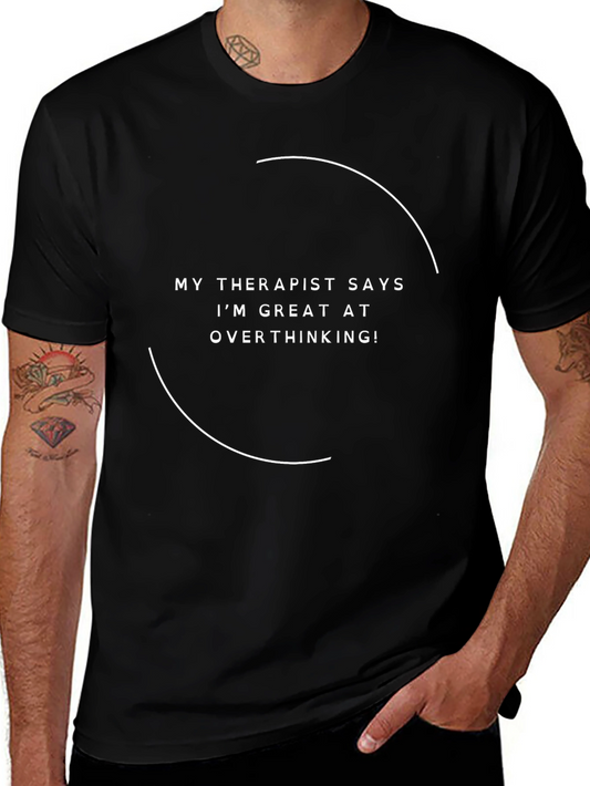 Therapist Overthinking Graphic Tee - Black