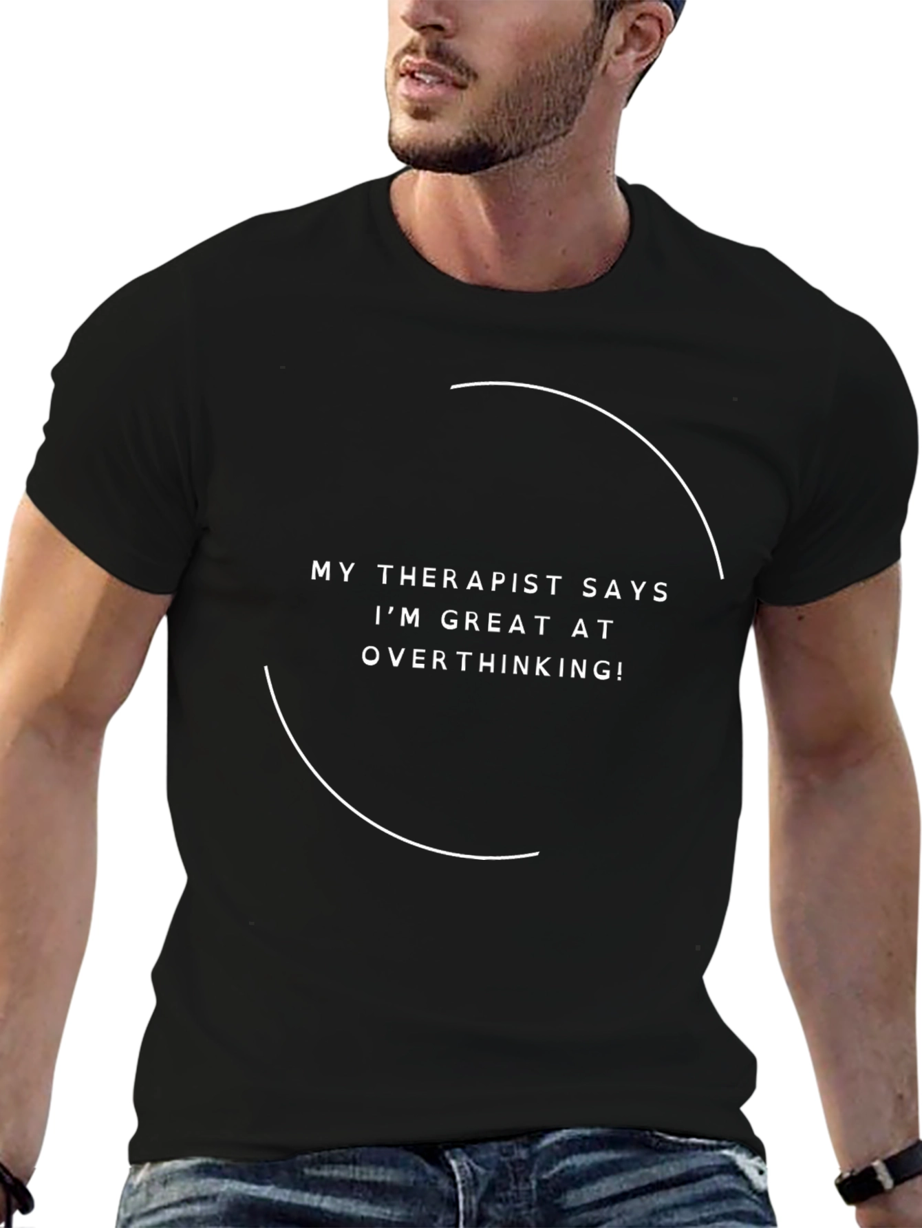 Therapist Overthinking Graphic Tee - Black