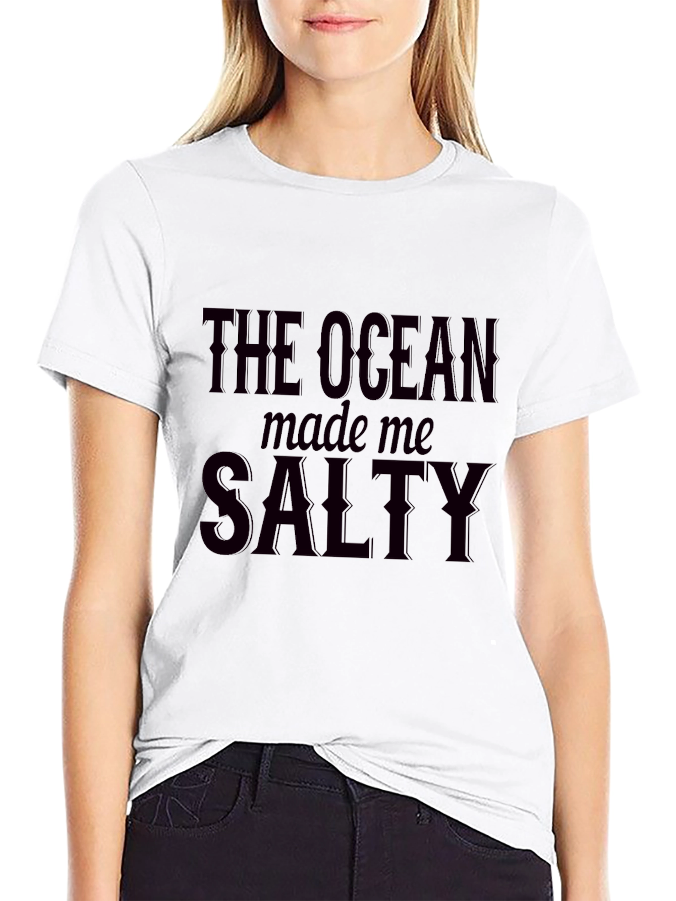 The Ocean Made Me Salty Black Graphic Tee