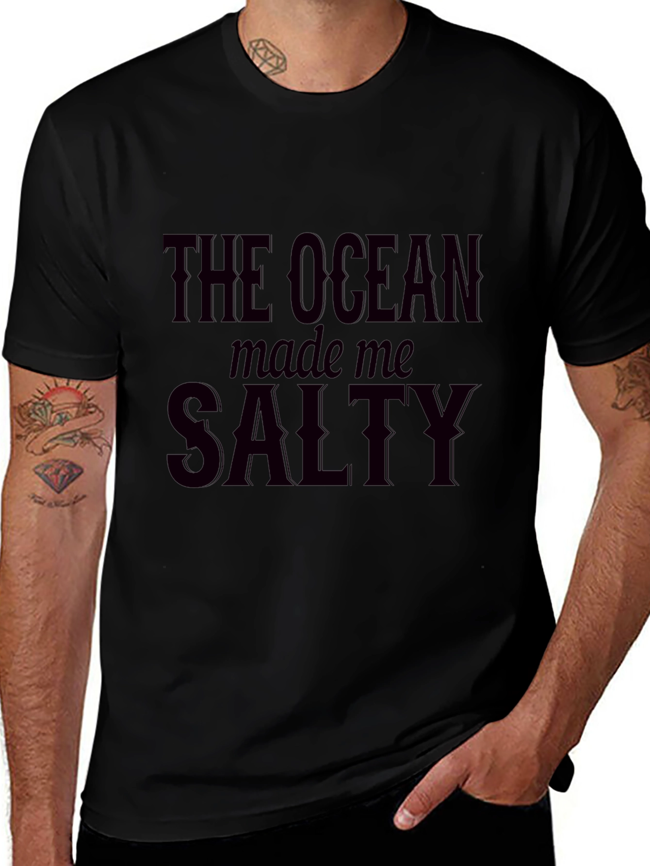The Ocean Made Me Salty Black Graphic Tee