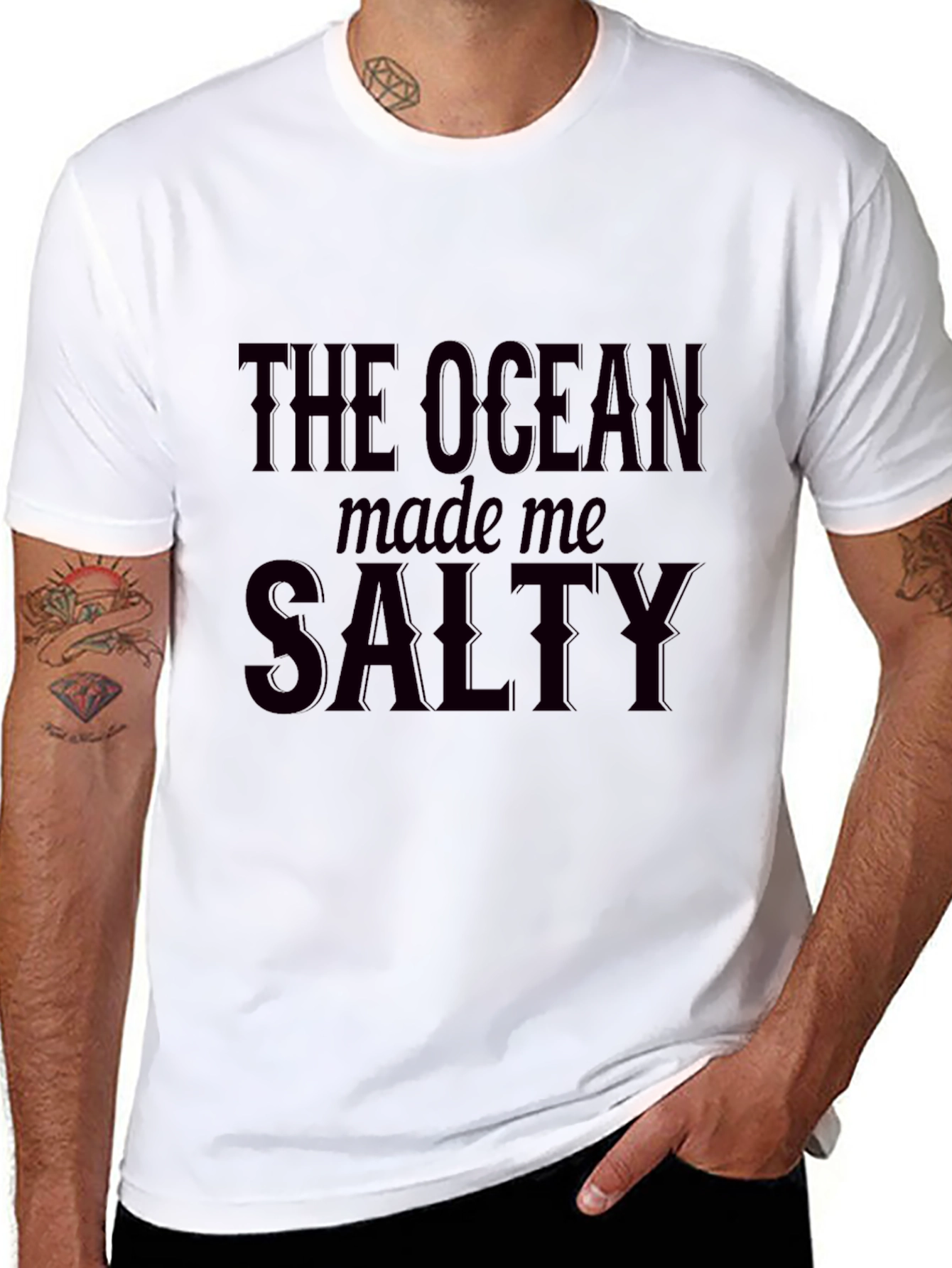 The Ocean Made Me Salty Black Graphic Tee