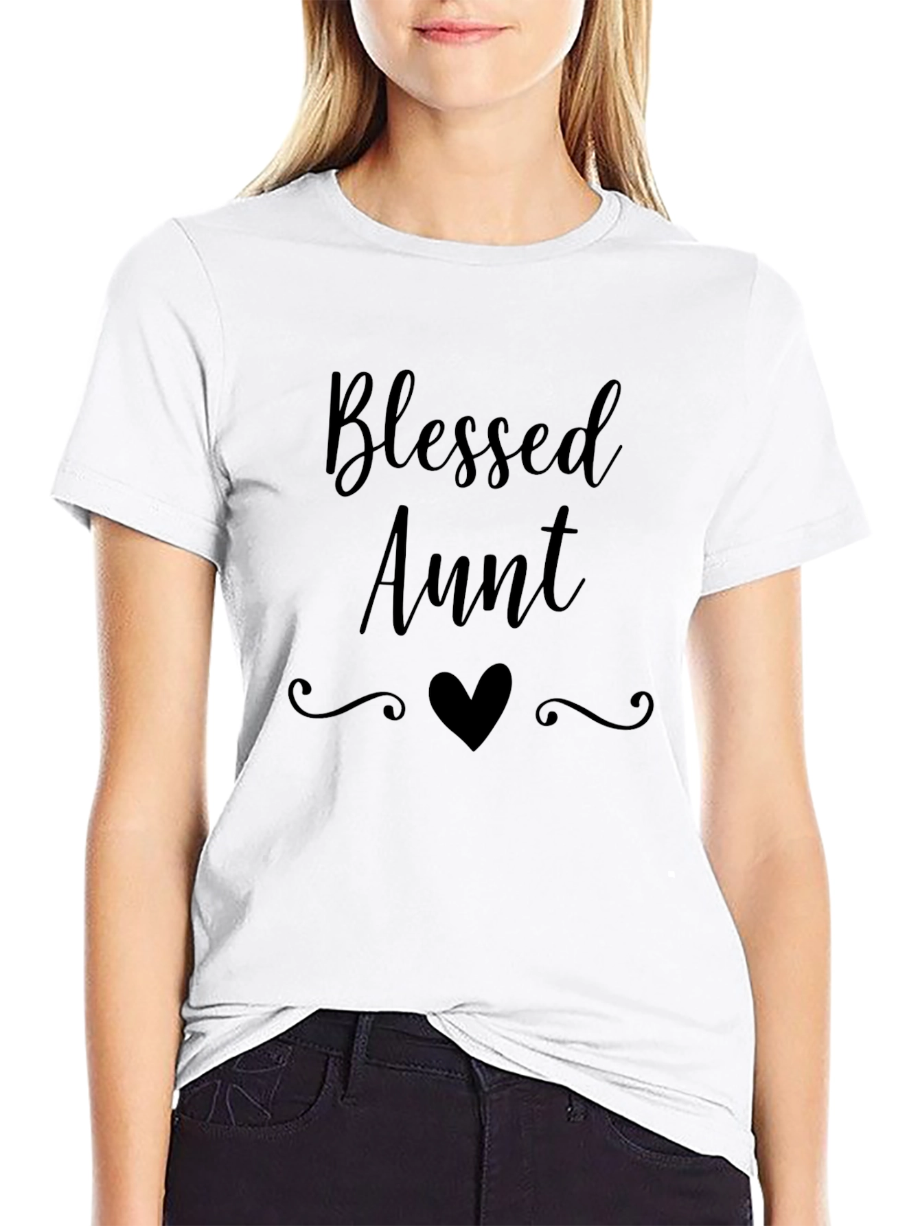 Blessed Aunt T-Shirt - Black Crew Neck