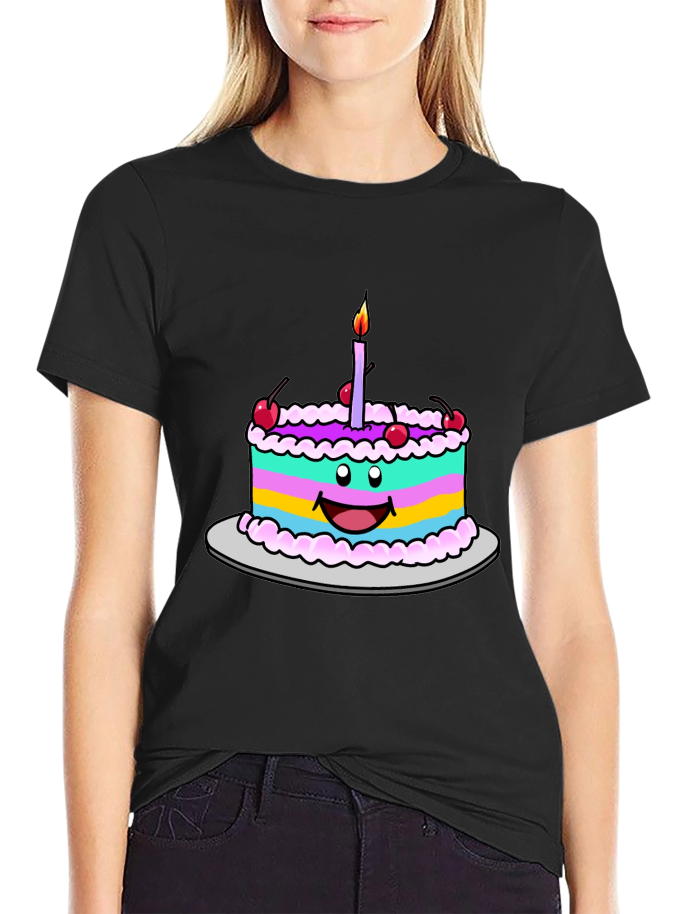 Cartoon Birthday Cake T-Shirt
