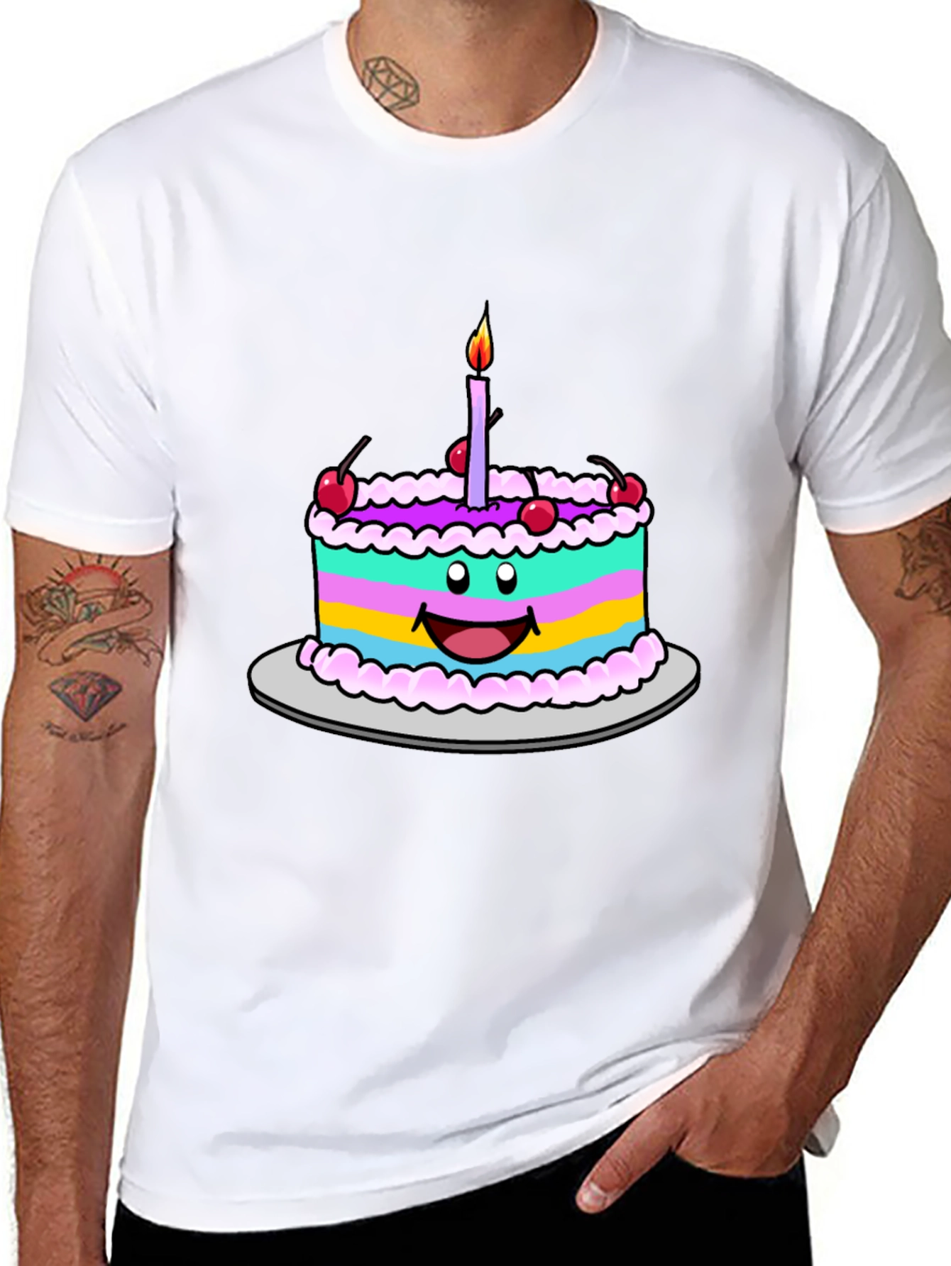 Cartoon Birthday Cake T-Shirt