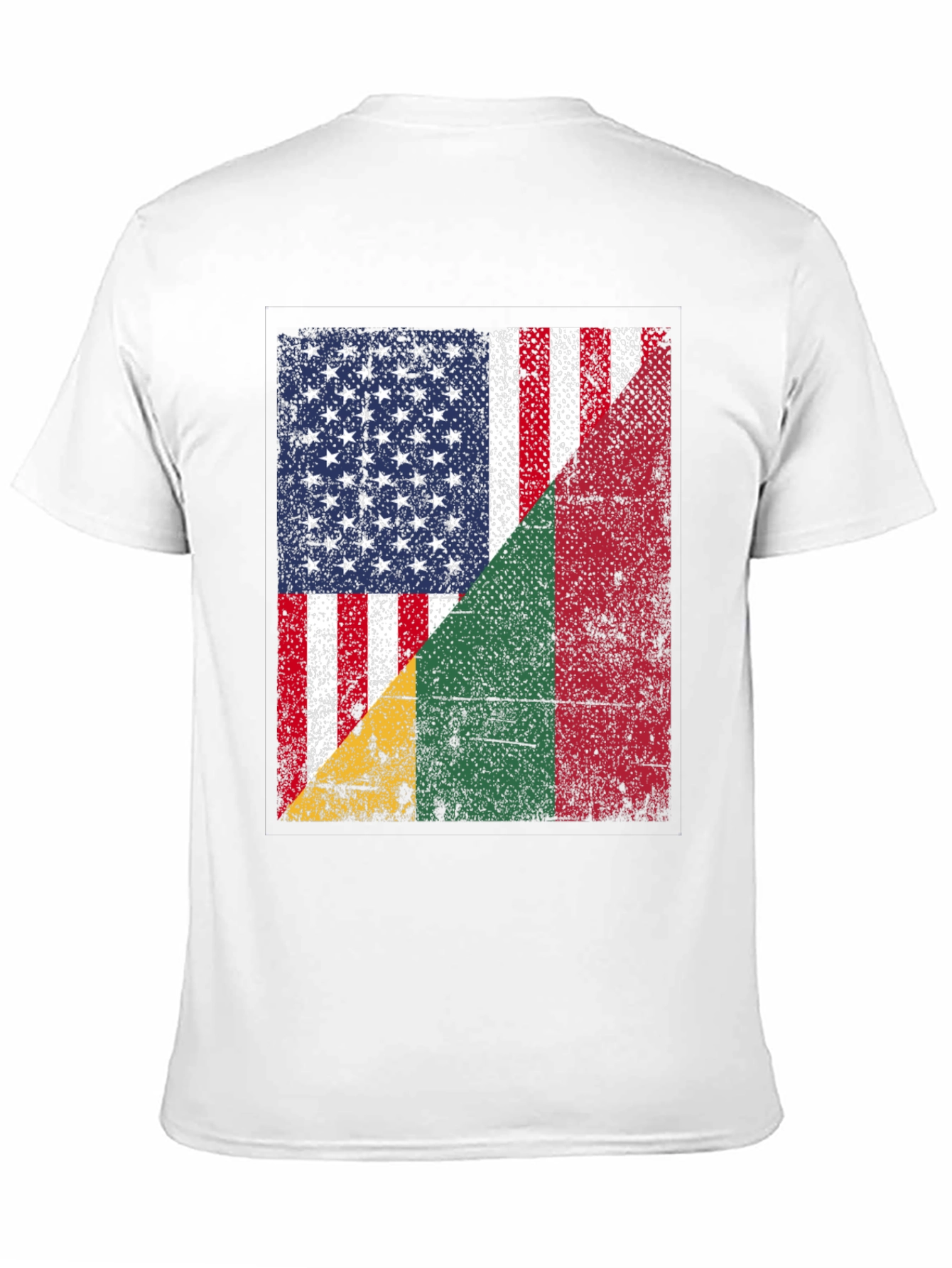 USA & Benin Flag Distressed Graphic T-Shirt