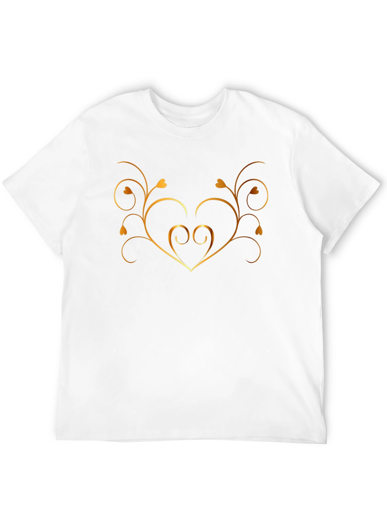 Stylish Black Tee with Golden Heart Vine Design