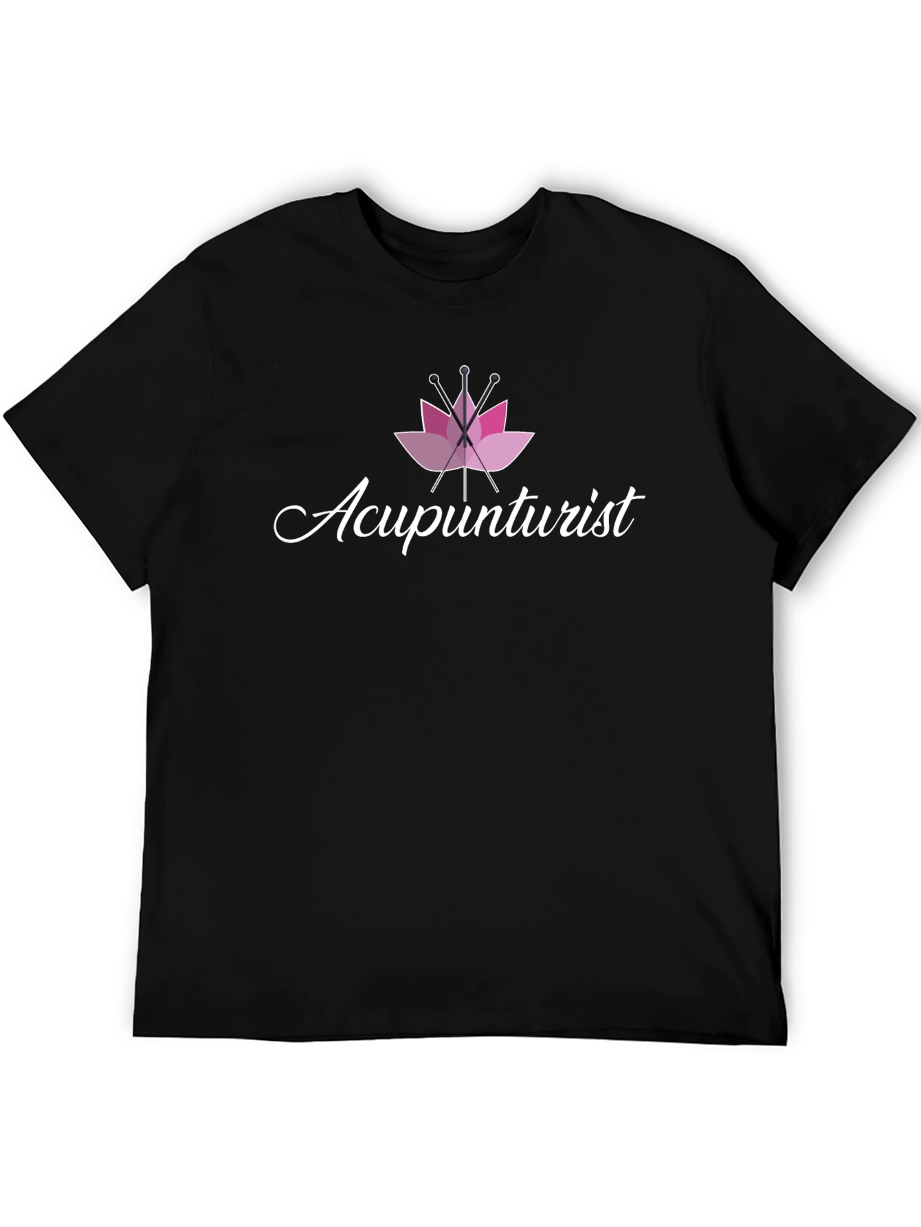 Acupuncturist T-Shirt Pink Lotus Black