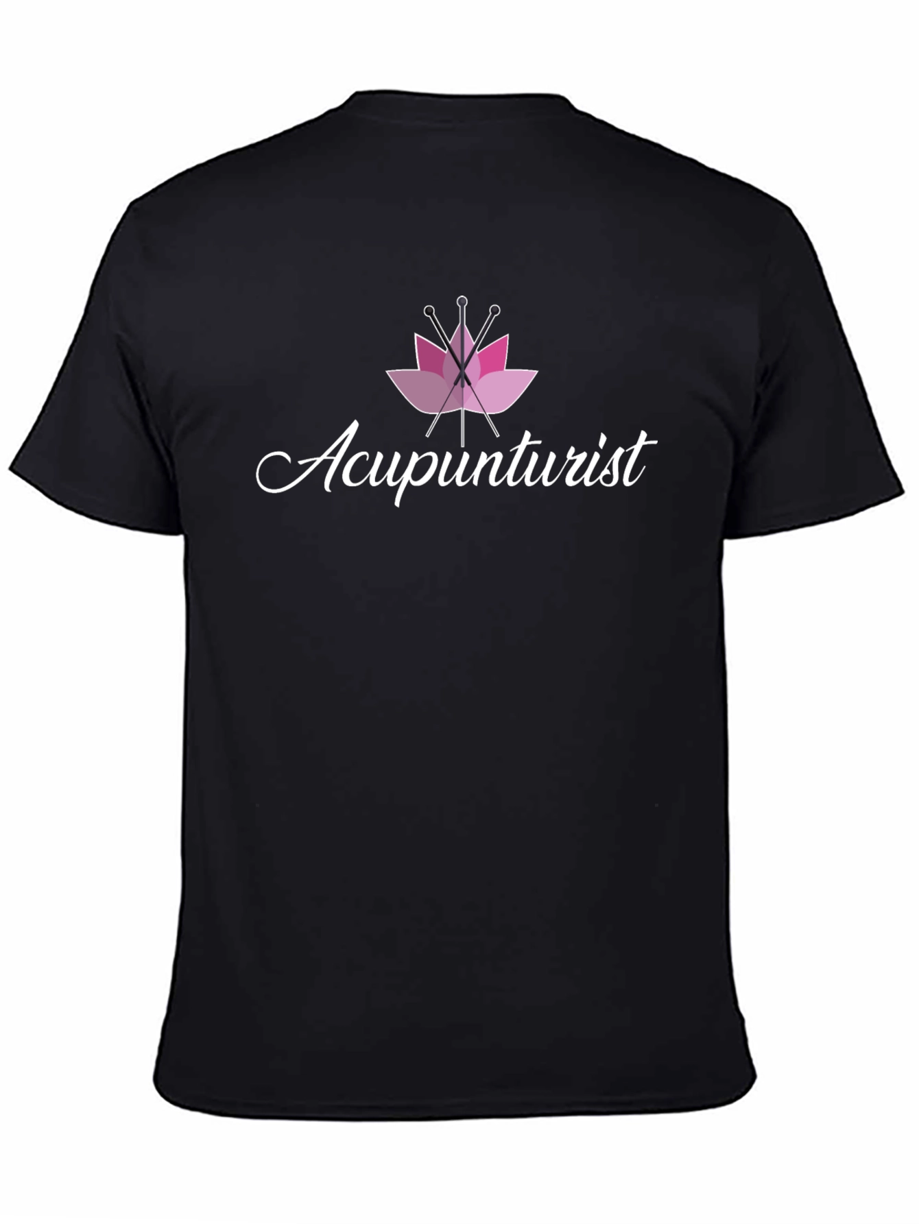 Acupuncturist T-Shirt Pink Lotus Black