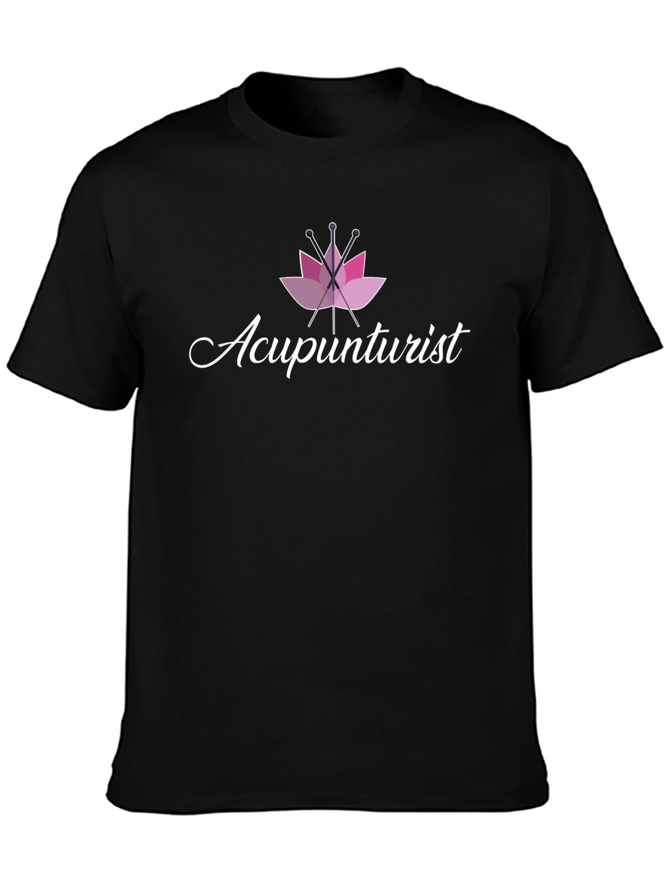 Acupuncturist T-Shirt Pink Lotus Black