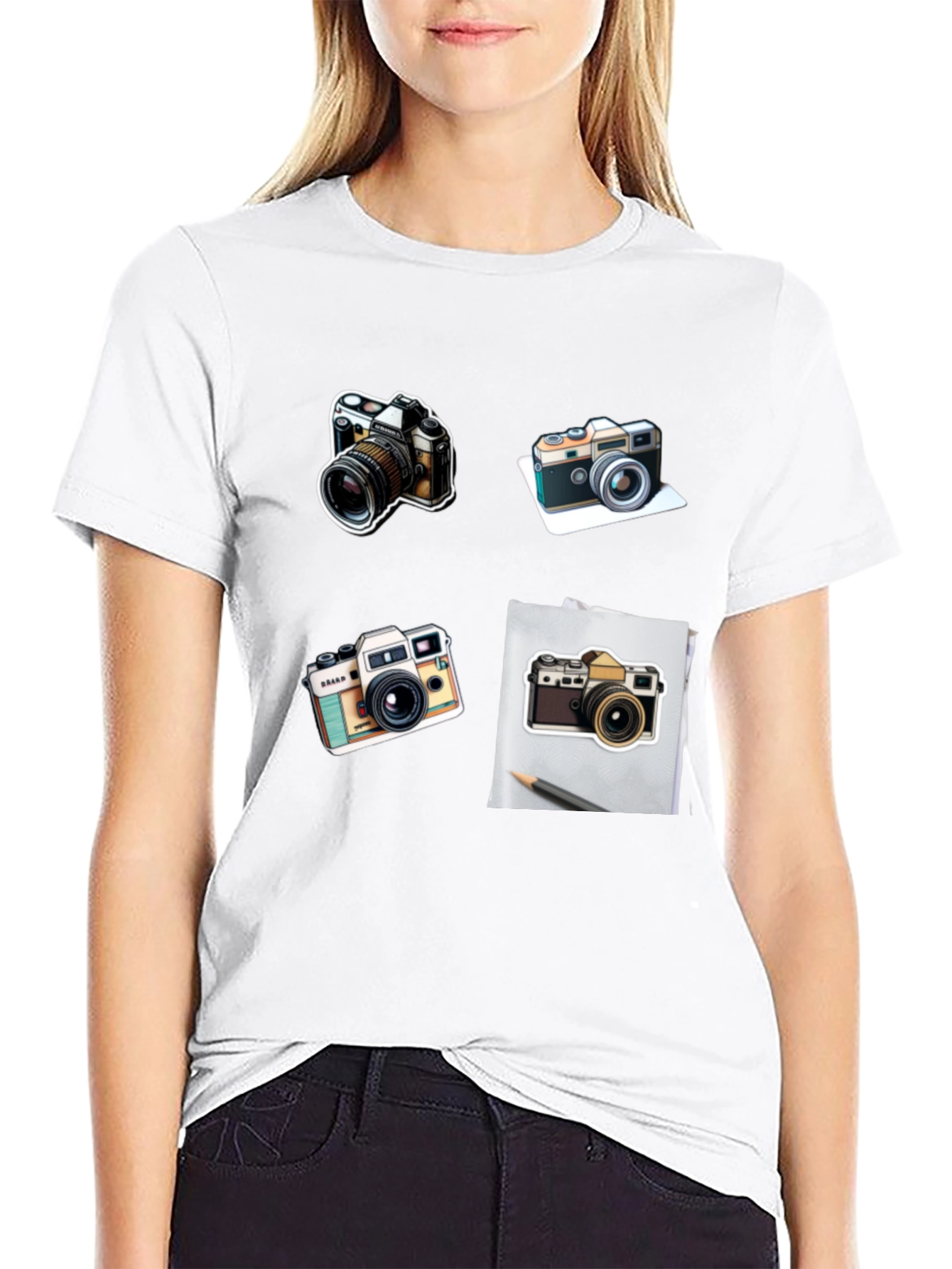 Camera Print Black T-Shirt