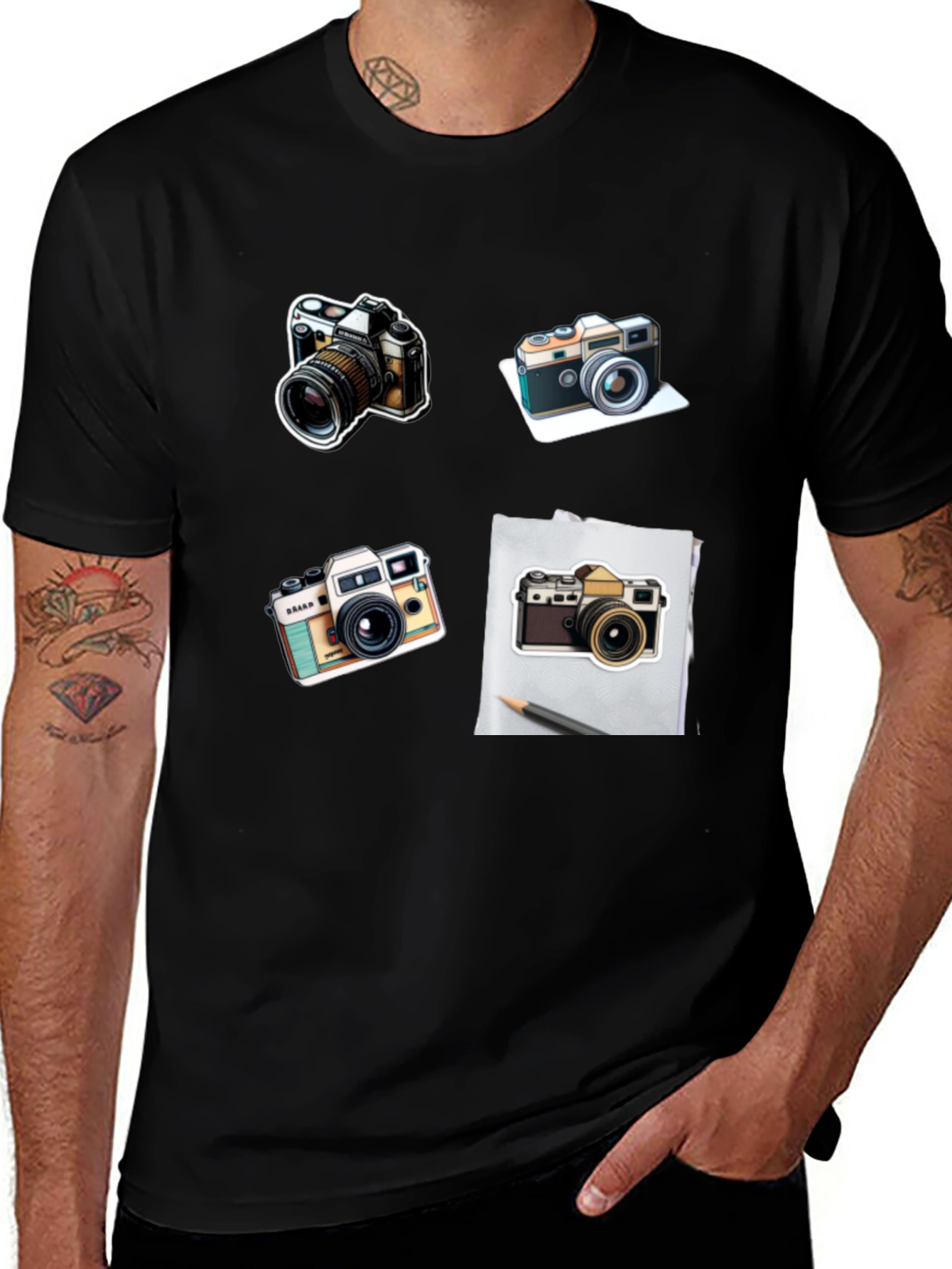 Camera Print Black T-Shirt