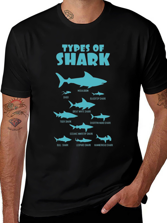 Types of Sharks Graphic Tee - Unique Ocean Lover Gift