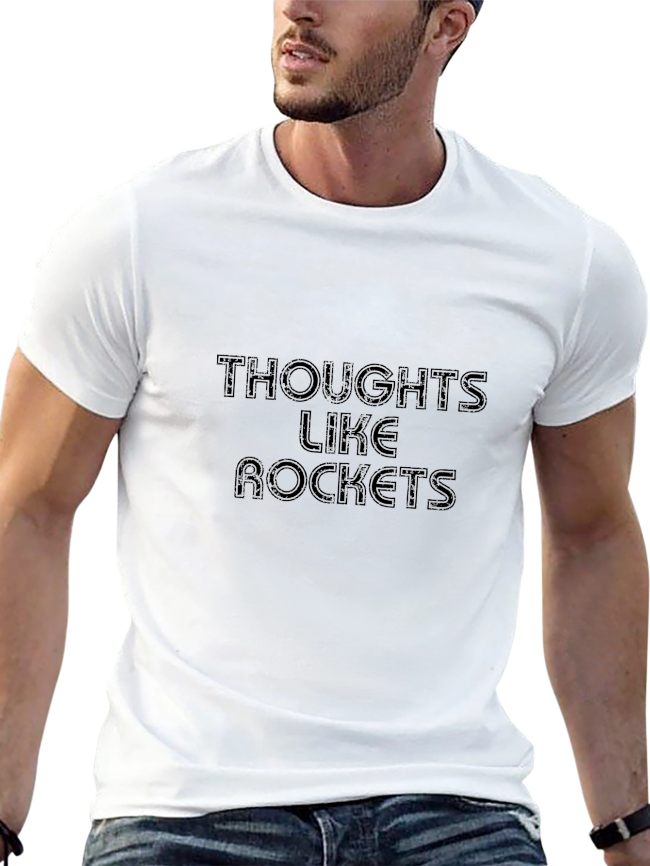 Thoughts Like Rockets Graphic Tee - Black Casual Shirt