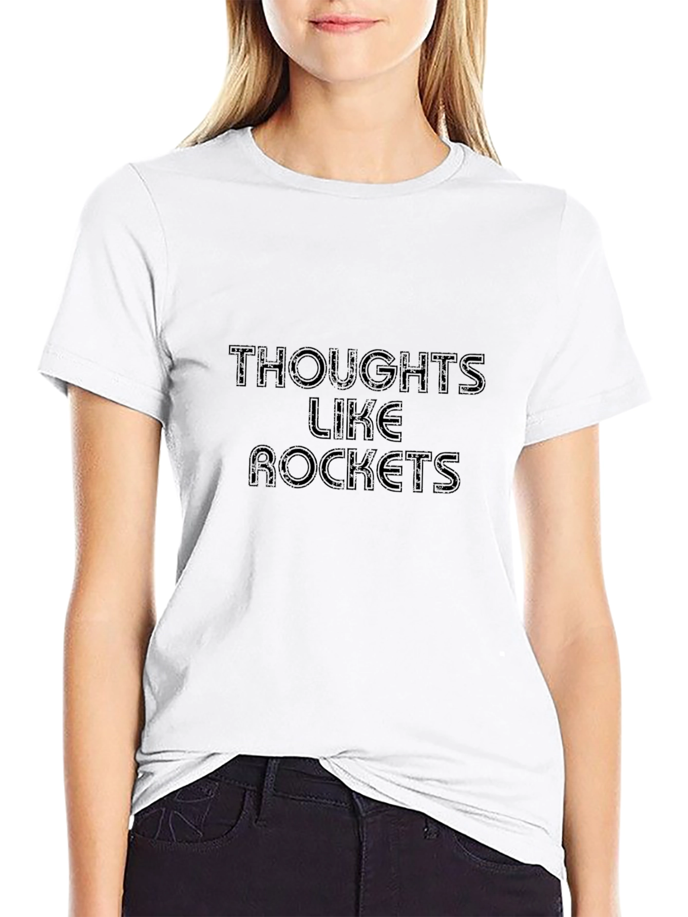 Thoughts Like Rockets Graphic Tee - Black Casual Shirt