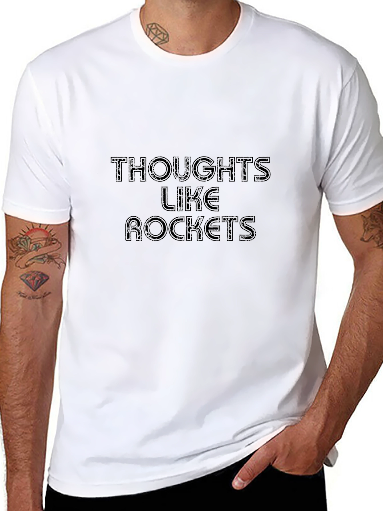 Thoughts Like Rockets Graphic Tee - Black Casual Shirt
