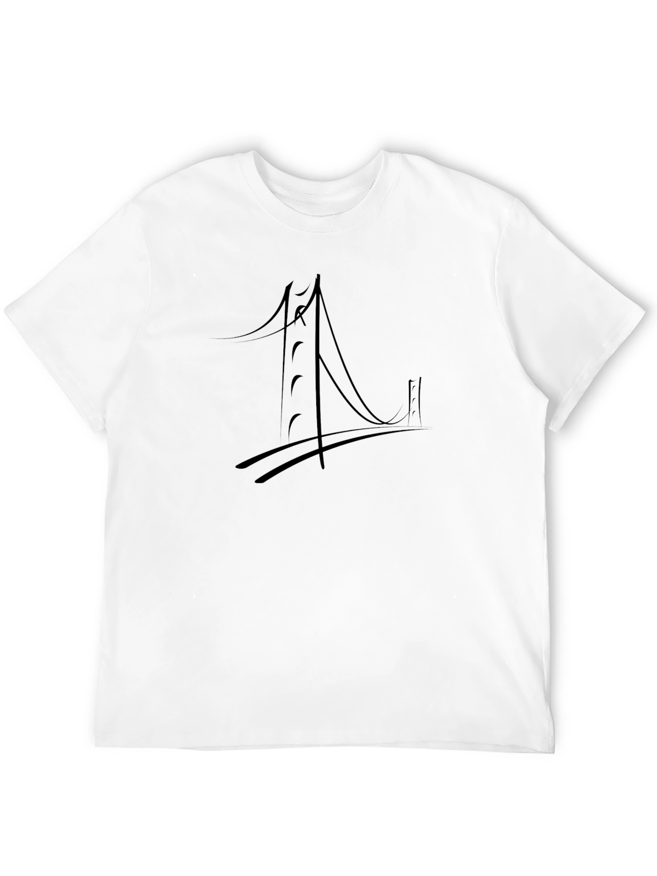 Abstract Bridge Graphic Tee - Black Cotton Blend